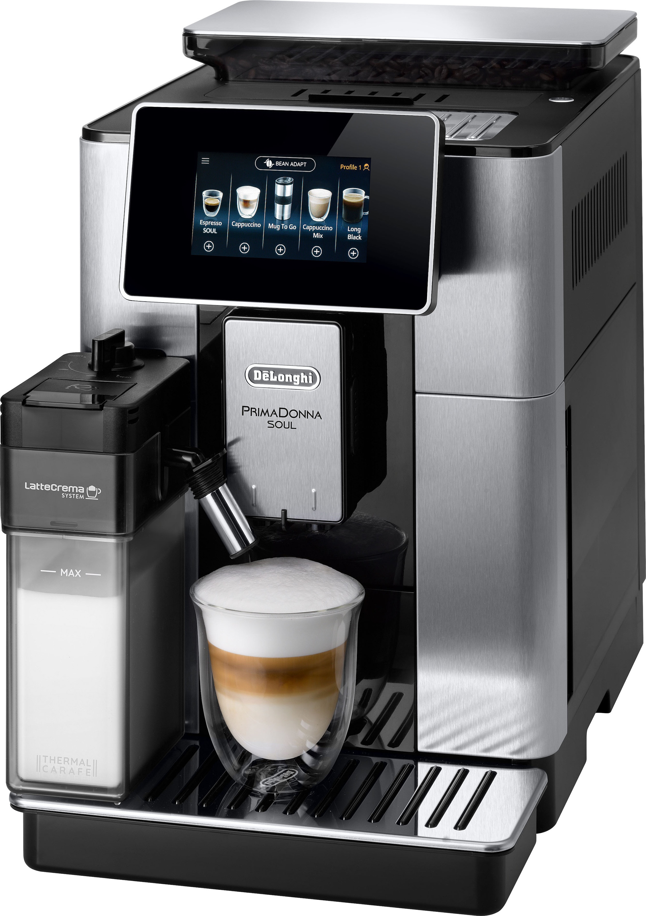 De'Longhi Kaffeevollautomat »PrimaDonna Soul ECAM 610.75.MB«, inkl. Kaffeekanne im Wert von UVP € 29,99 + Gläser-Set UVP € 46,90