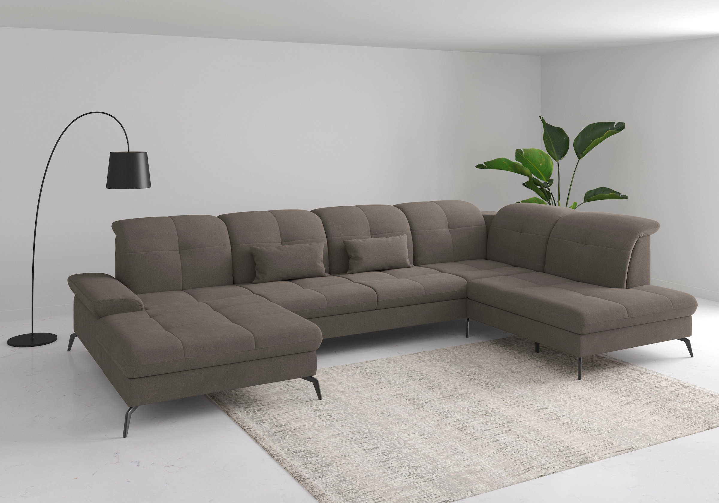 sit&more Wohnlandschaft »Amica, U-Form, inkl. Sitztiefenverstellung und Armteilverstellung« wahlweise mit Kopfteilverstellung, Bettfunktion und Bettkasten