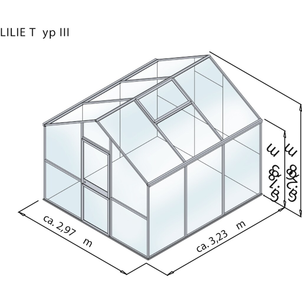KGT Gewächshaus »Lilie III«, (mit Regenrinne)