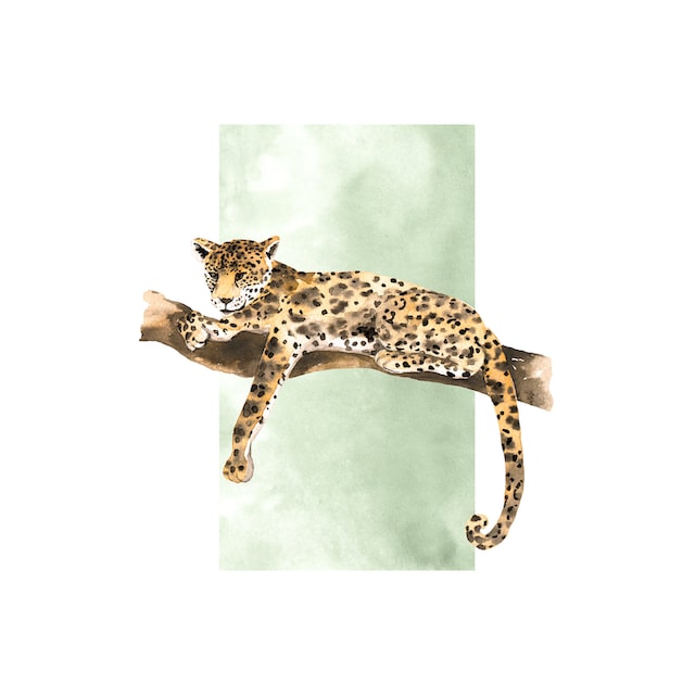 Komar Poster »Lazy Leopard«, (1 St.), Kinderzimmer, Schlafzimmer, Wohnzimmer  online kaufen | mit 3 Jahren XXL Garantie