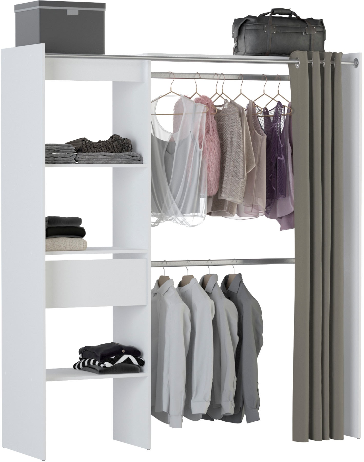 Demeyere GROUP Vorhang-Schrank »Chicago«, variabel in der Breite ca. 114 - 167cm, viel Stauraum und Ablagefläche