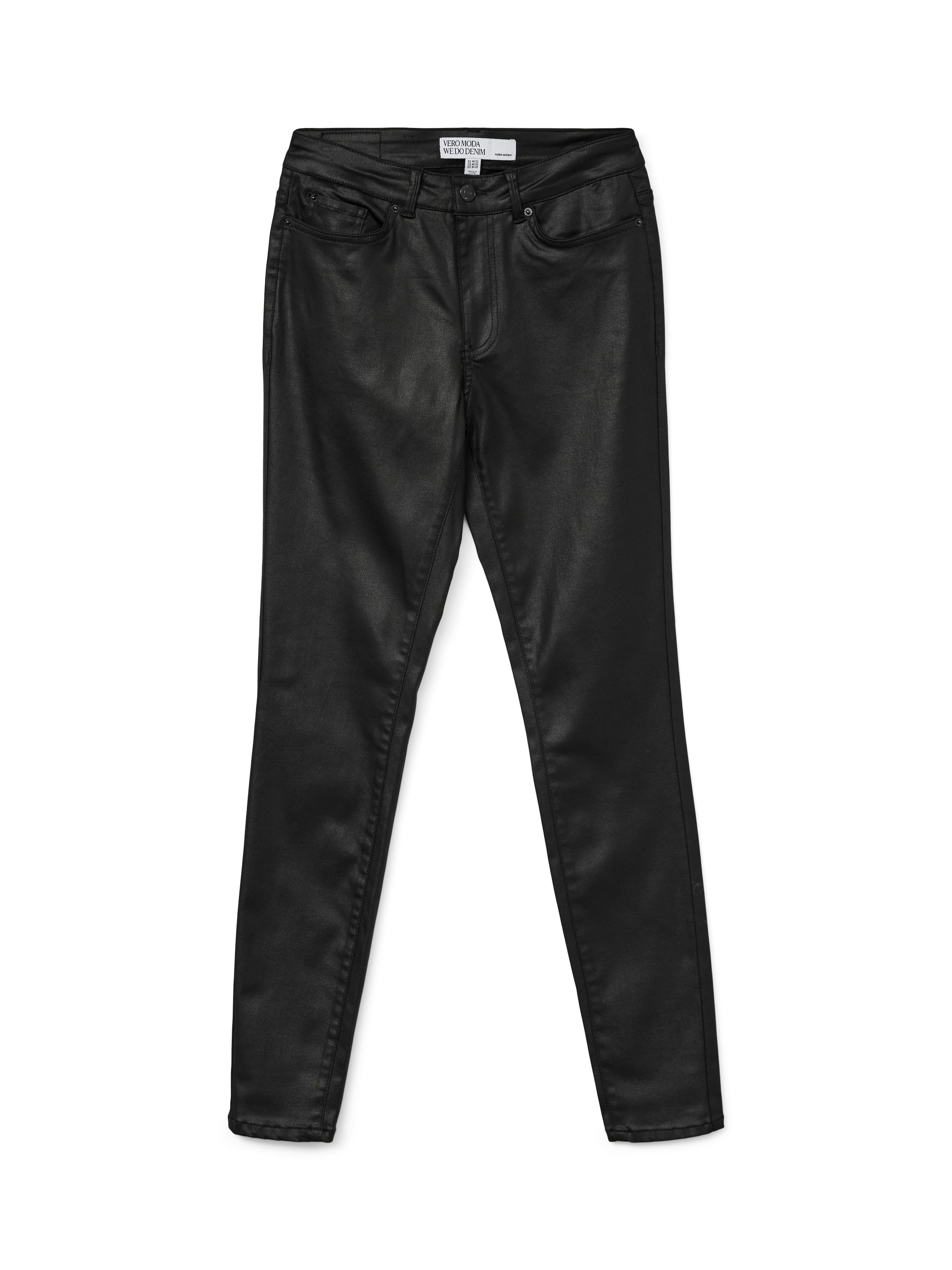 Vero Moda Skinny-fit-Jeans »VMFLASH MR SKINNY COATED PANTS NOOS«, mit beschichteter Lederimitat Optik