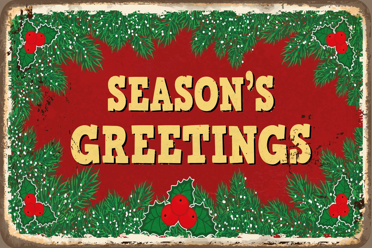 queence Metallbild »Season's Greetings«, Schriftzüge-Schriftzug-Weihnachten, (1 St.), Stahlschilder