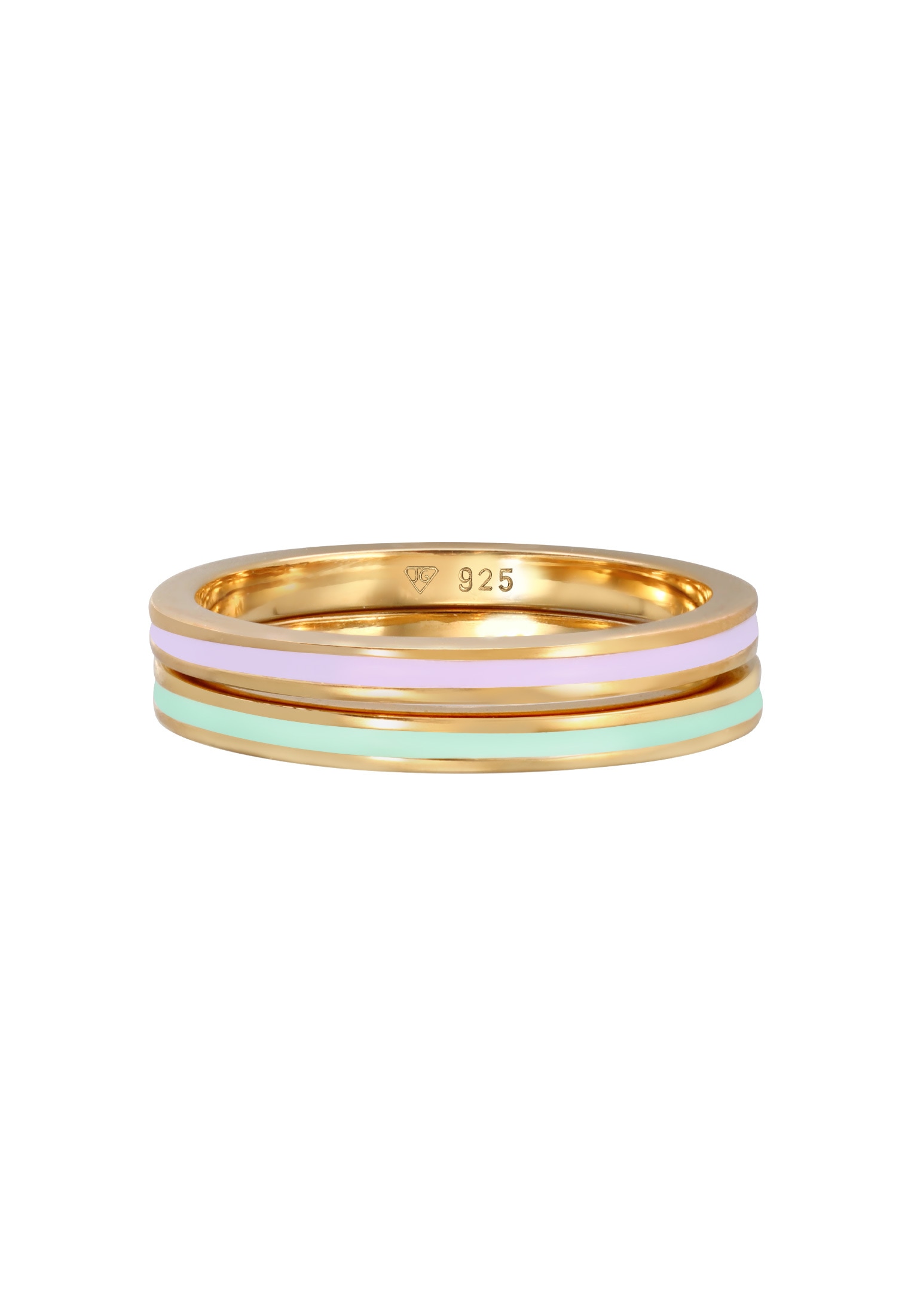 Elli Ring-Set »Ring Bandring Basic Emaille 2er Set 925 Silber«