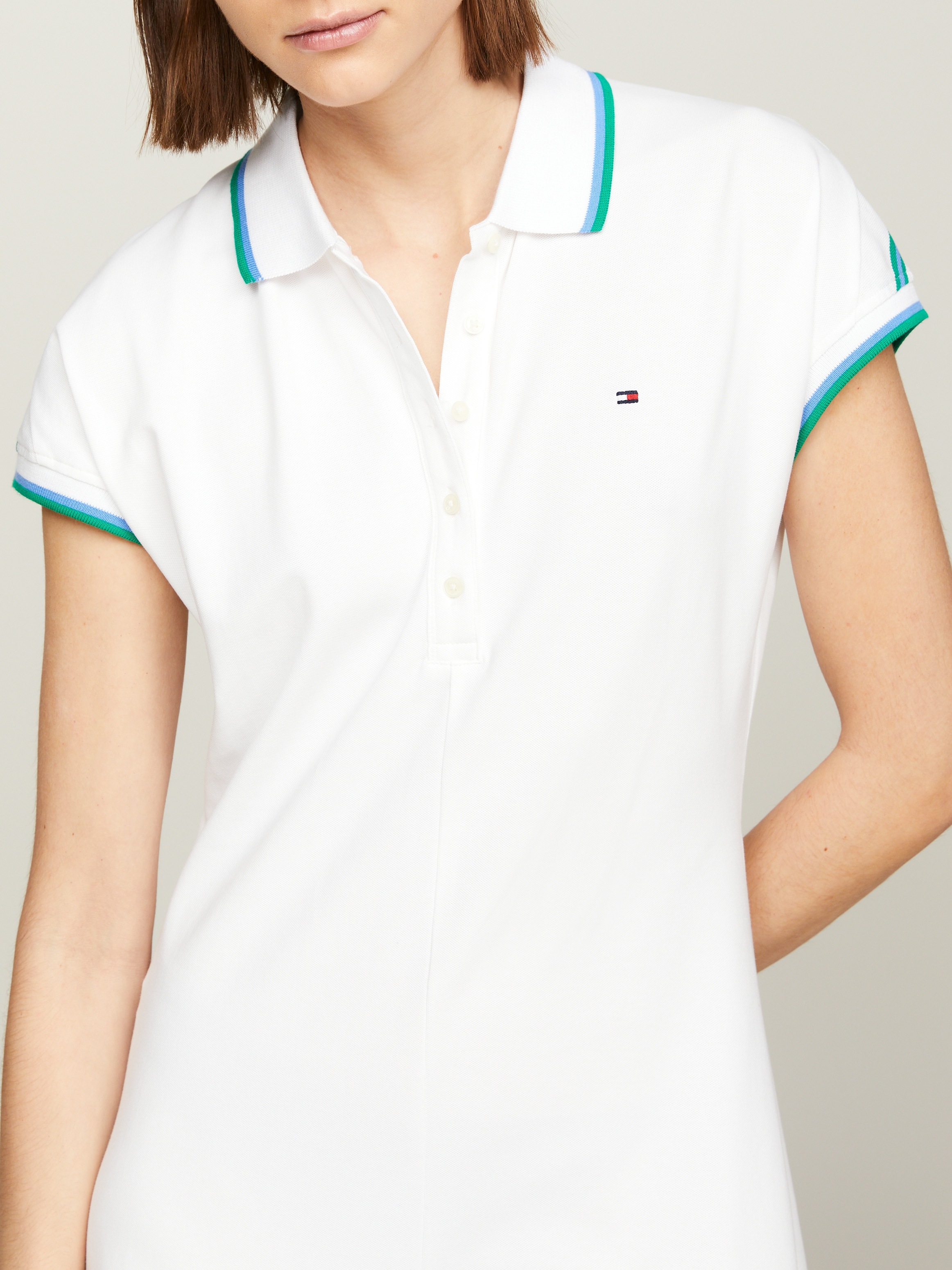 Tommy Hilfiger Polokleid »F&F STP SLV KNEE POLO DRESS«, mit kontrastfarbenen Einsätzen
