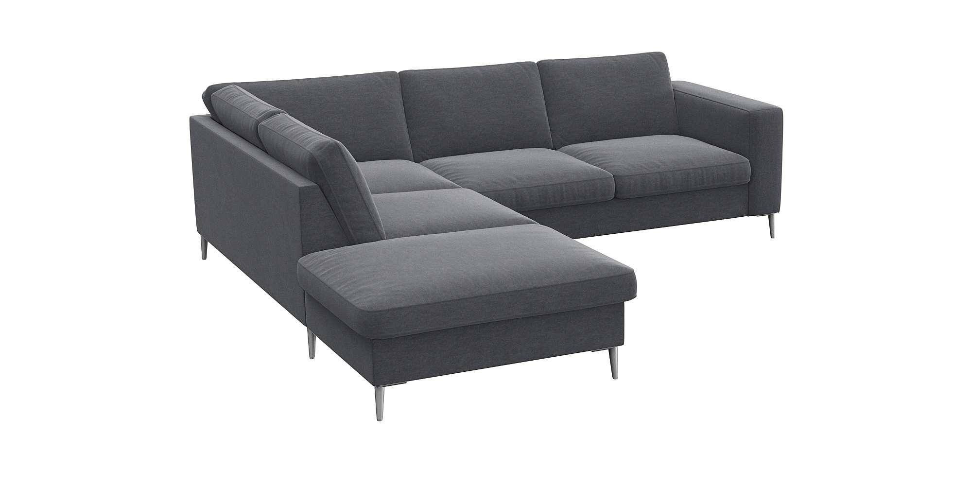 FLEXLUX Ecksofa »Fiore, L-Form«, schmale Armlehnen, Füße alufarben, B/T 234/225 cm, Kaltschaum im Sitz