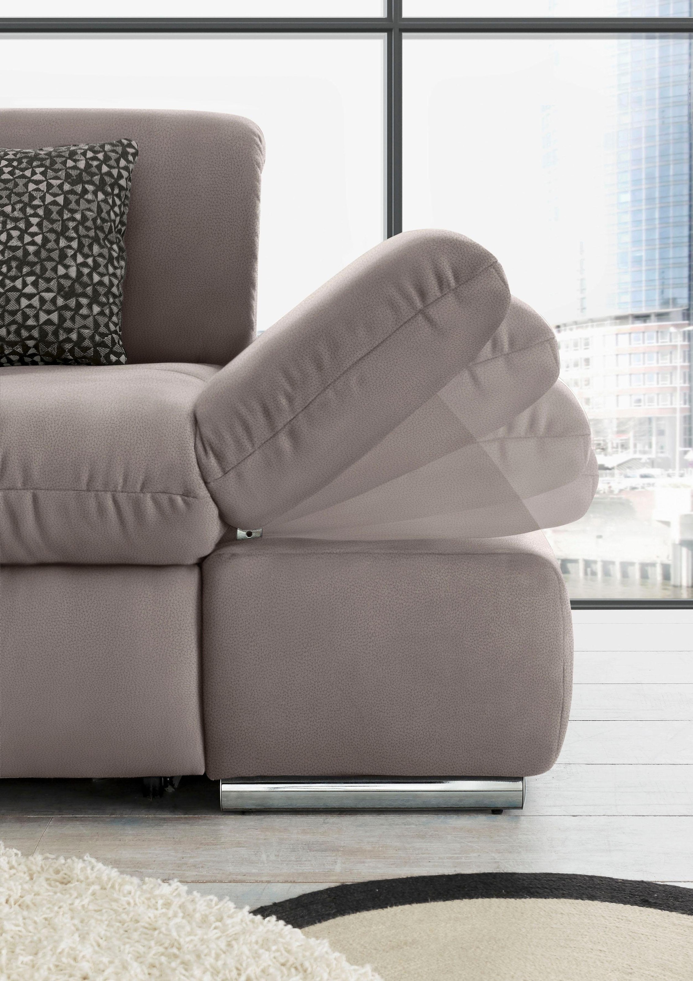 set one by Musterring Ecksofa »SO4100 V«, mit verstellbaren Kopfteilen, wahlweise mit Funktionen, Cord-Bezug
