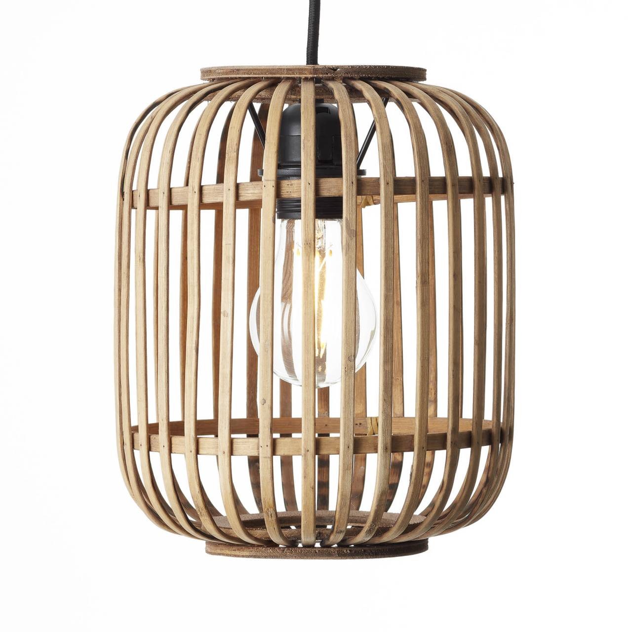 Brilliant Pendelleuchte »Woodrow«, 1 flammig, Leuchtmittel E27 | ohne Leuchtmittel, Bambus Lampe im Boho Stil, 130 x 21 cm, E27