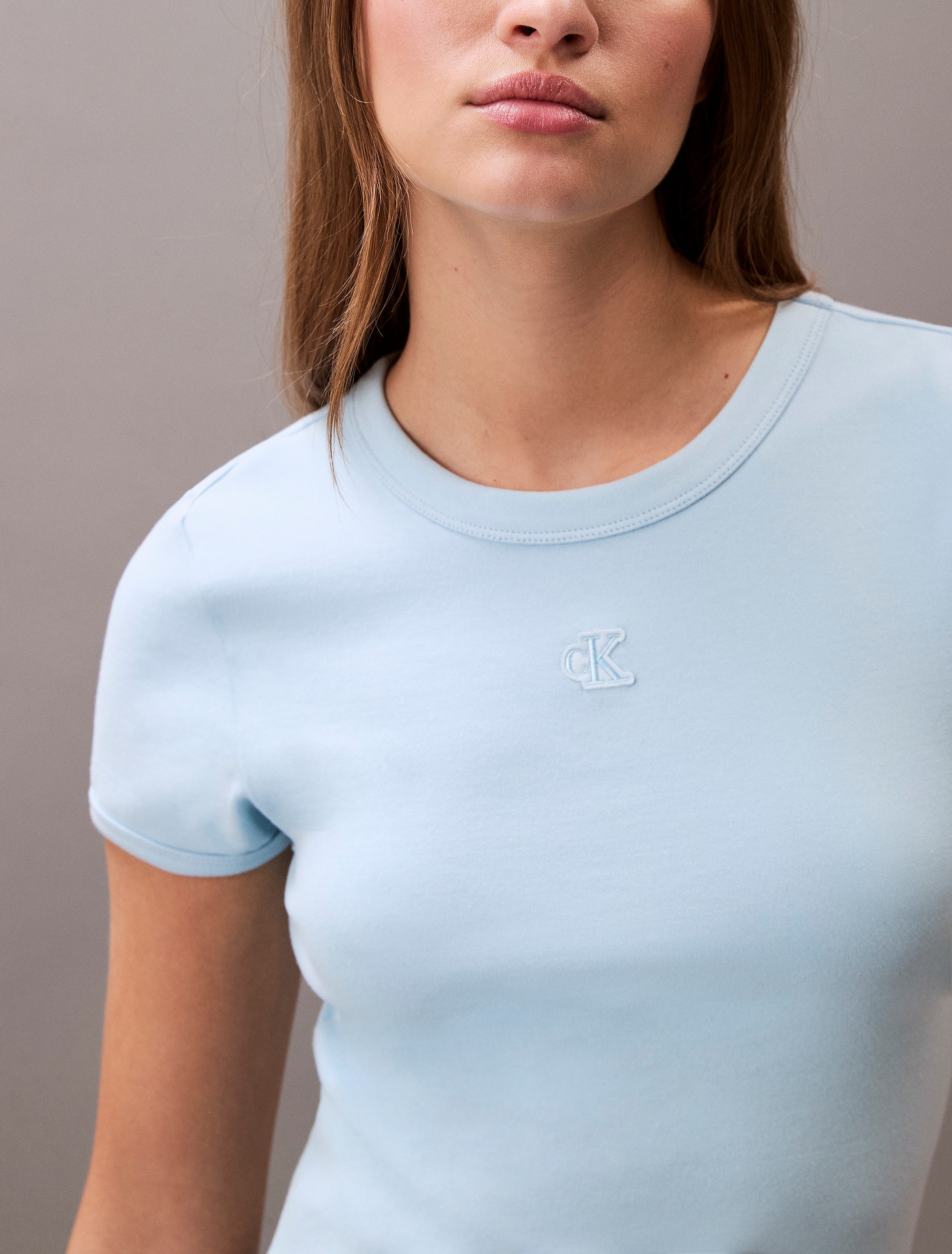 Calvin Klein Jeans Jerseykleid »SS CTN CNTR 1X1 RB S« Ohne Taschen Mit Rundhalsausschnitt