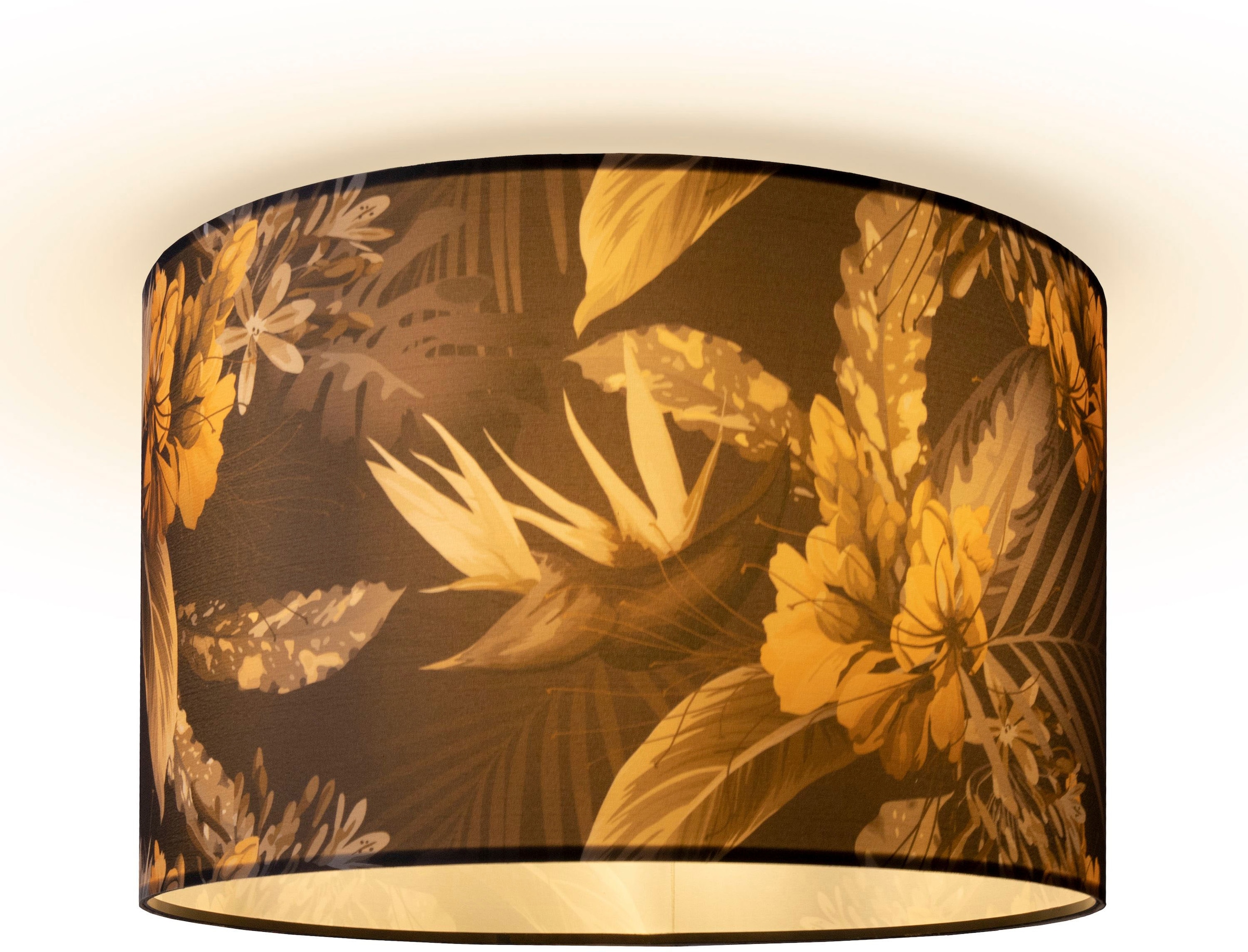 Paco Home Deckenleuchte »Hugo Flower«, Leuchtmittel E27 | ohne Leuchtmittel, Stoffdeckenleuchte Blumenmuster Lampenschirm Rund E27 Wohnzimmer