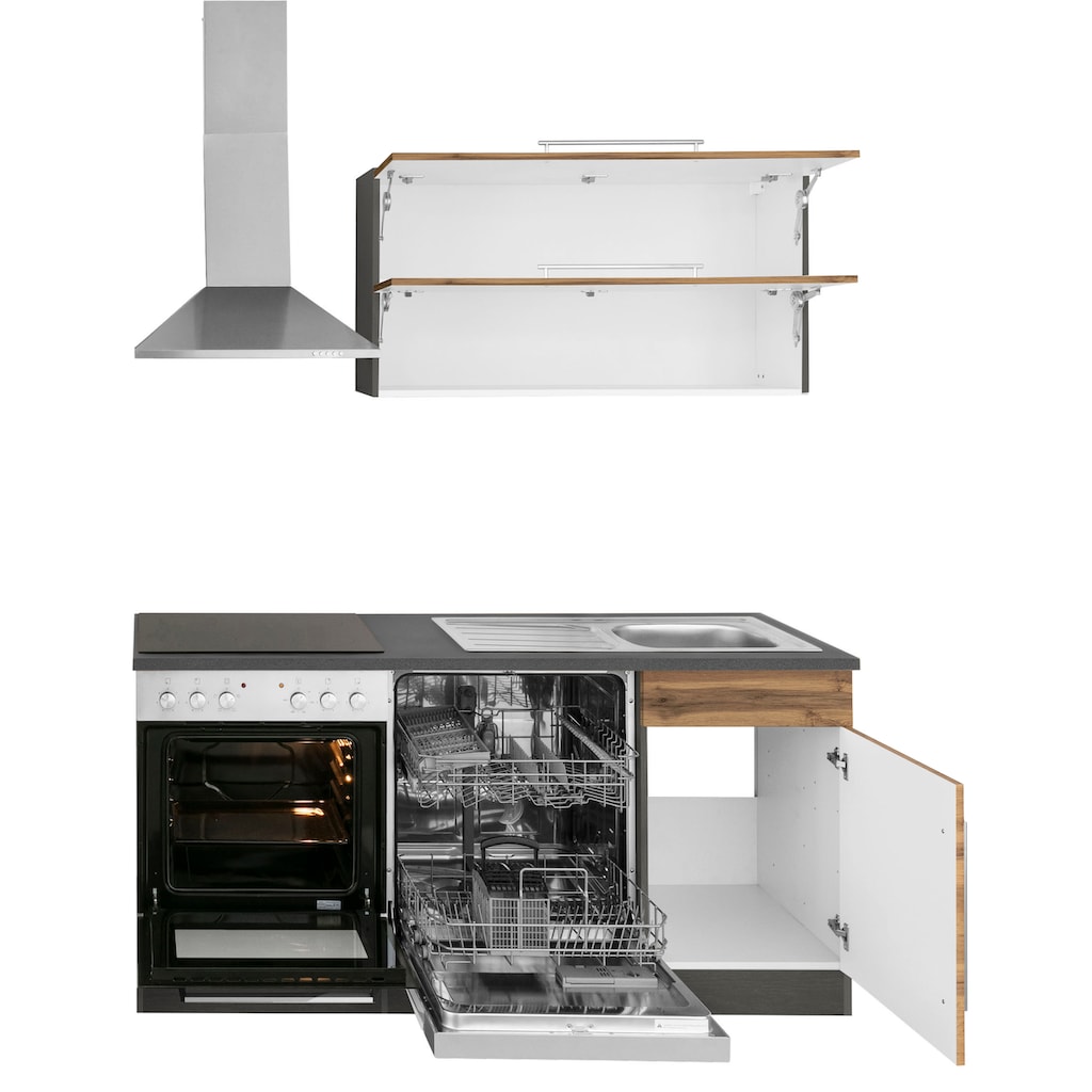 Kochstation Küchenzeile »KS-Samos«, mit E-Geräten, Breite 170 cm