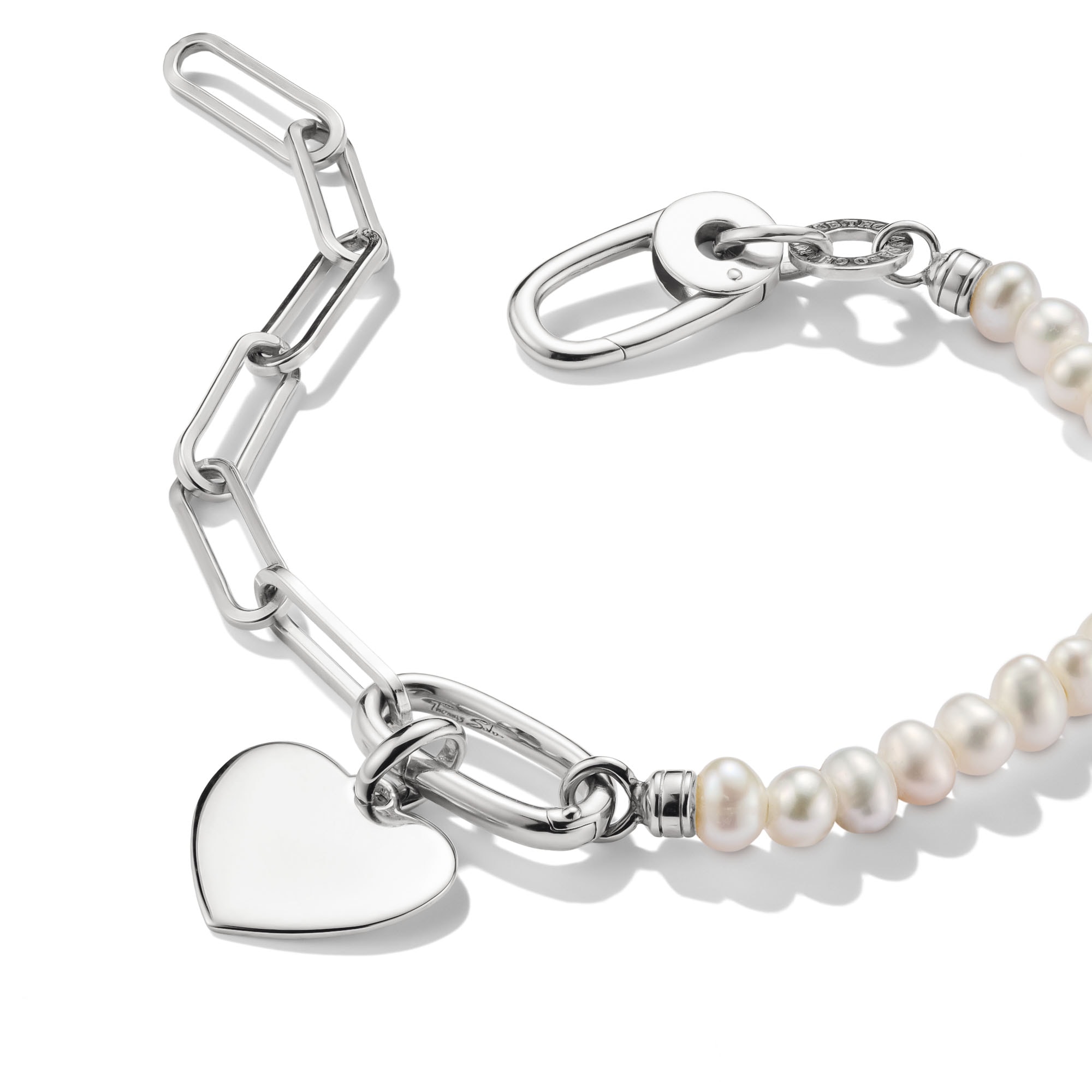 THOMAS SABO Charm-Armband »Charm Club Connect: Perlen und Paperclip mit einem Connect Link« mit Süßwasserzuchtperle