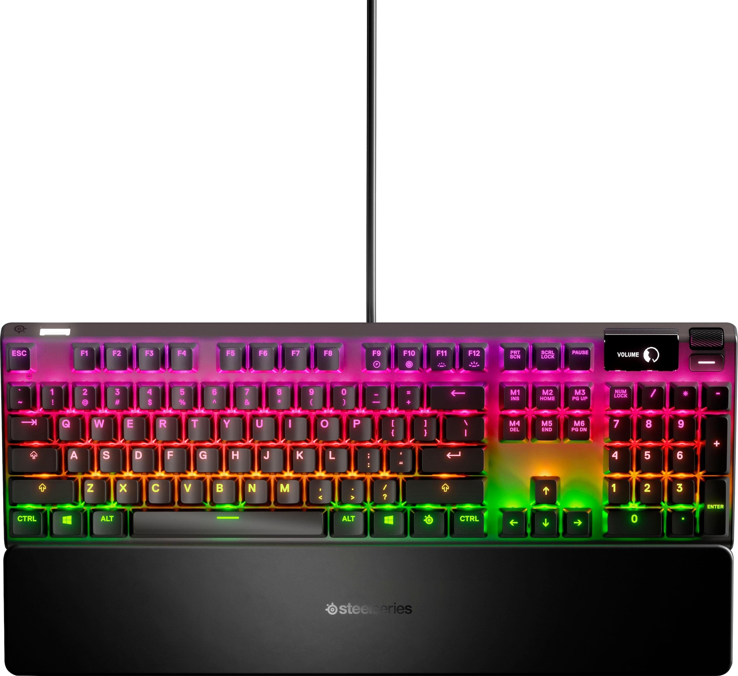 SteelSeries Gaming-Tastatur »Apex 7 Brown Switch«, (Smart-Display-Handgelenkauflage-Profil-Speicher-Multimedia-Tasten-USB-Durchschleife)