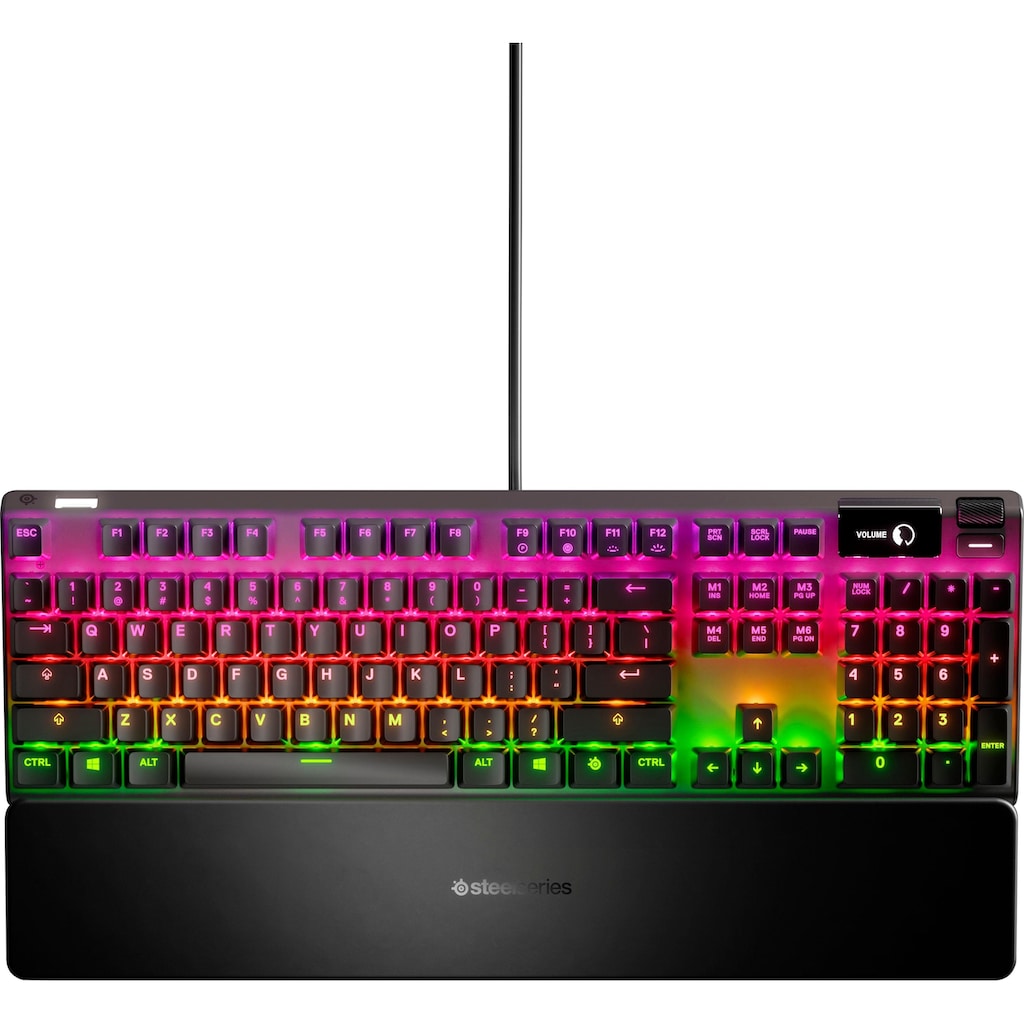 SteelSeries Gaming-Tastatur »Apex 7 Brown Switch«, (Smart-Display-Handgelenkauflage-Profil-Speicher-Multimedia-Tasten-USB-Durchschleife)