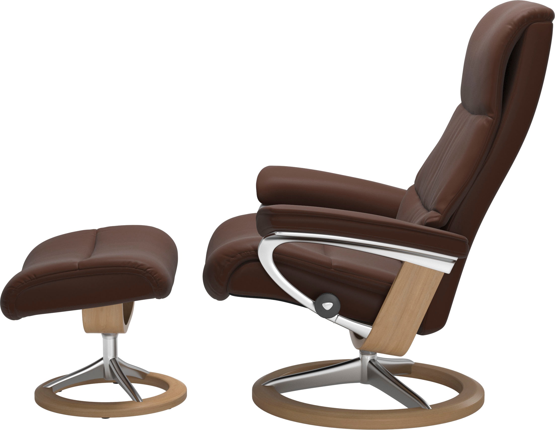 Stressless® Relaxsessel »View«, (Set, Relaxsessel mit Hocker), mit Signature Base, Größe M,Gestell Eiche