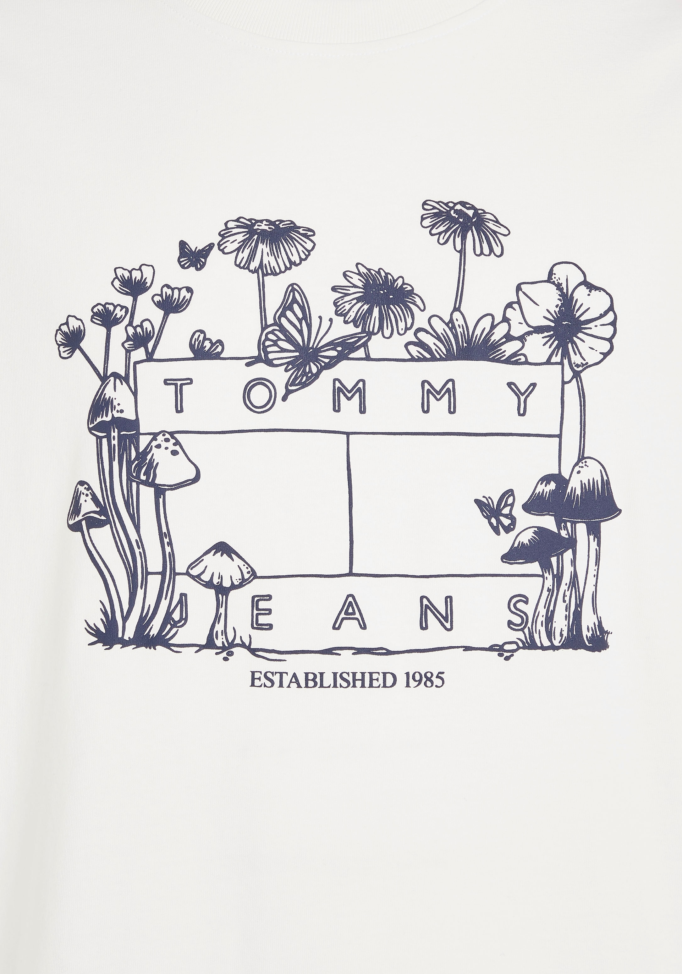 Tommy Jeans T-Shirt »TJM bei ♕ Logodruck botanischem mit FLOWER WILD TEE«, HOMEGROWN