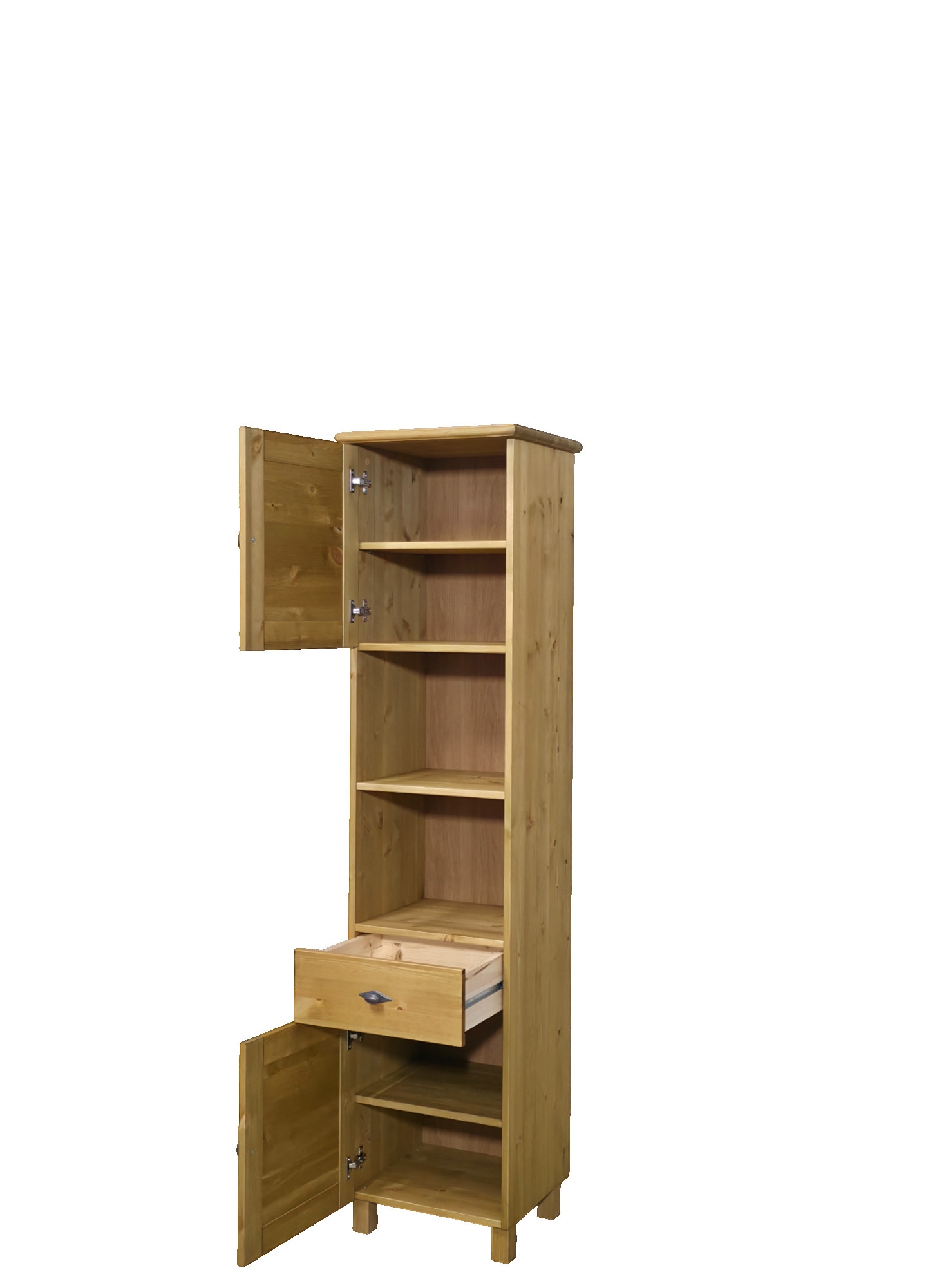 OTTO home Hochschrank »Rauna« aus massiver Kiefer, Breite 44 cm, Rillenoptik, made in EU