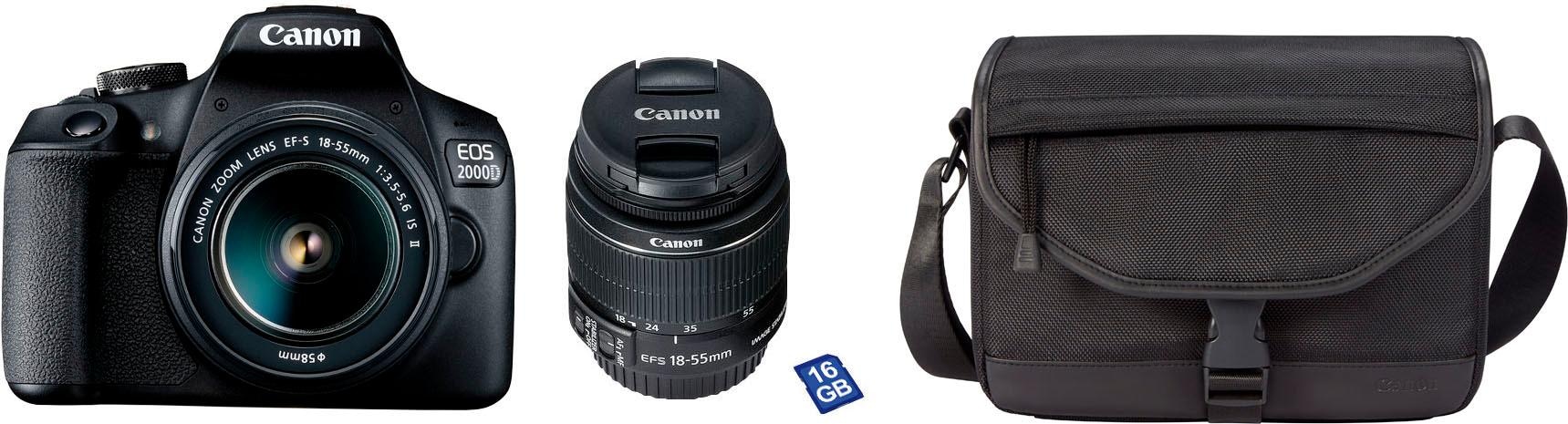 bei IS Kit«, Spiegelreflexkamera Objektiv EF-S II MP, (Wi-Fi), »EOS Canon 24,1 18-55 NFC- 18-55 EF-S inkl. II, 2000D IS WLAN