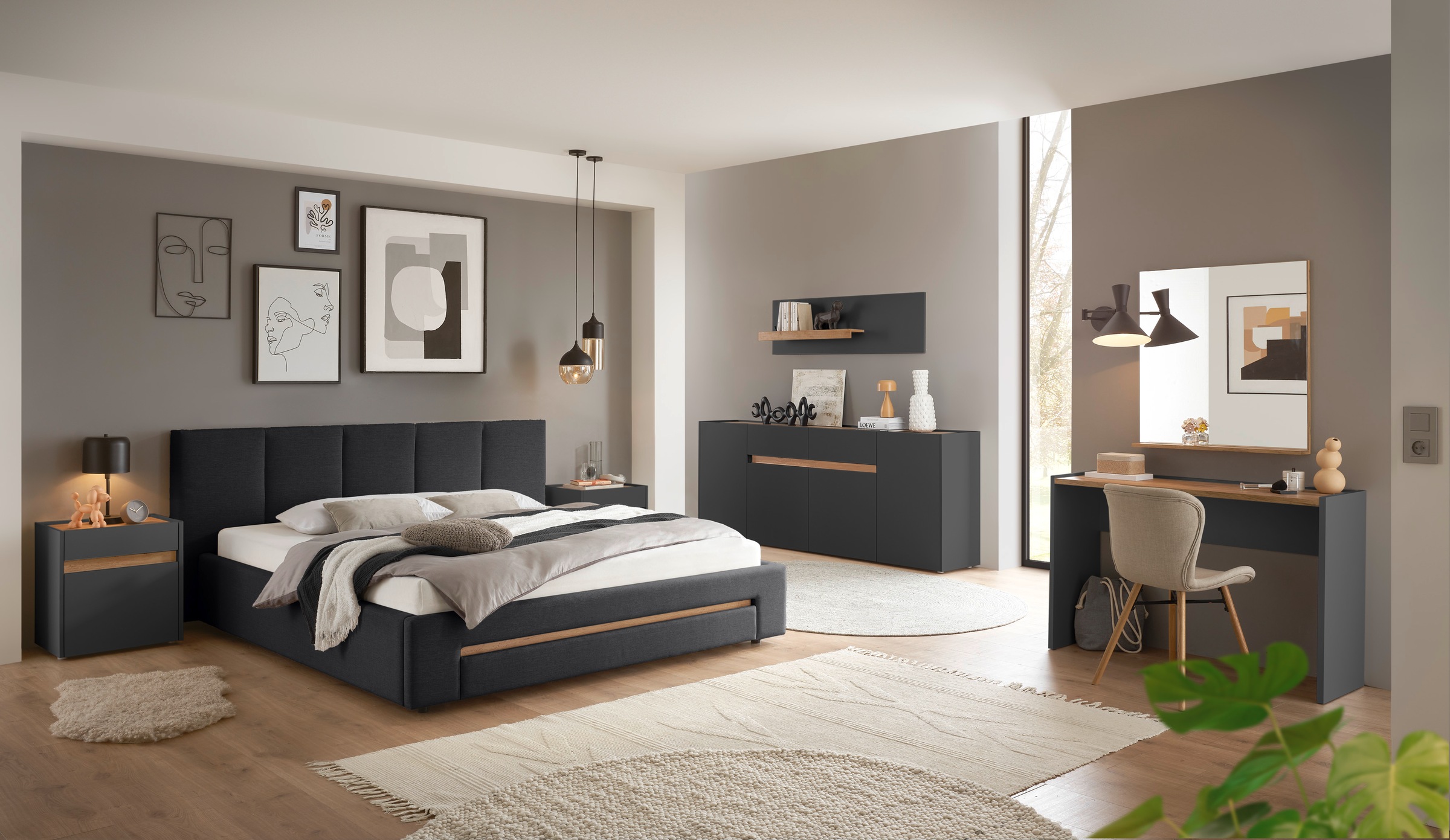 INOSIGN Polsterbett »CiTY/GiRON, Bettgestell mit Bettkasten, gepolstertes Stauraumbett«, mit Hundebett oder Stauraumschublade, Bezug Cord-oder Leinenoptik