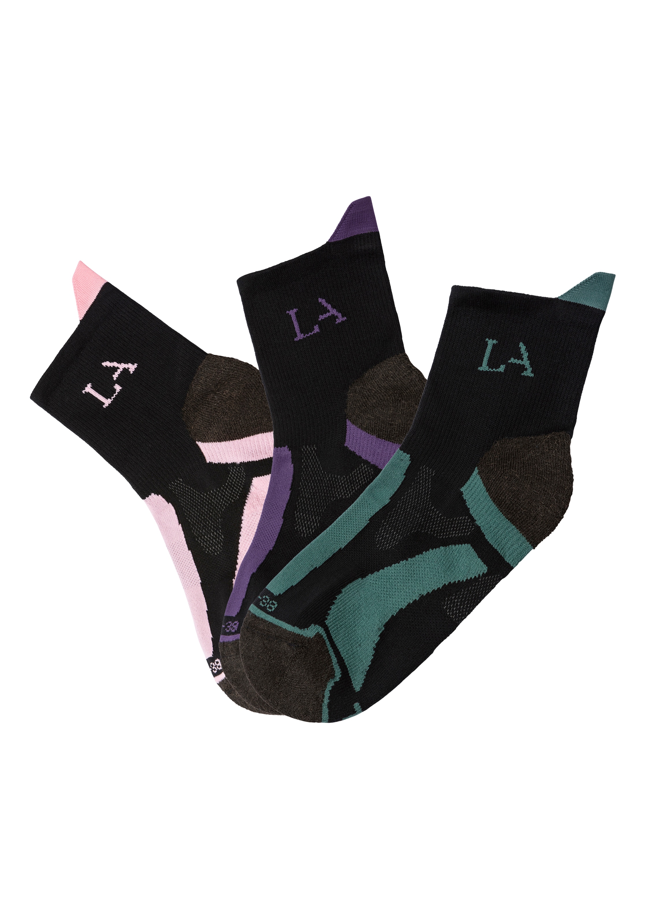 LASCANA ACTIVE Wandersocken, (Packung, 3 Paar), mit verstärkten Belastungszonen