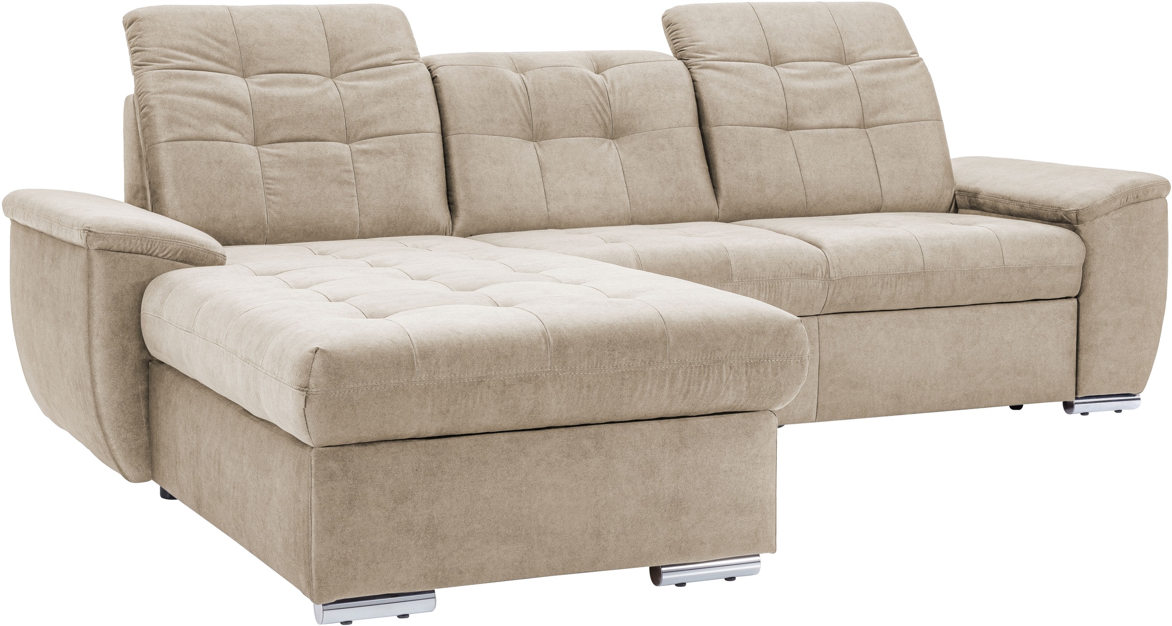 exxpo - sofa fashion Ecksofa »Derby Inkl. Kopfteilverstellung, wahlw. Bett & Bettkasten, L-Form«, EXTRA an Komfort zum Relaxen, Entspannen und Wohlfühlen