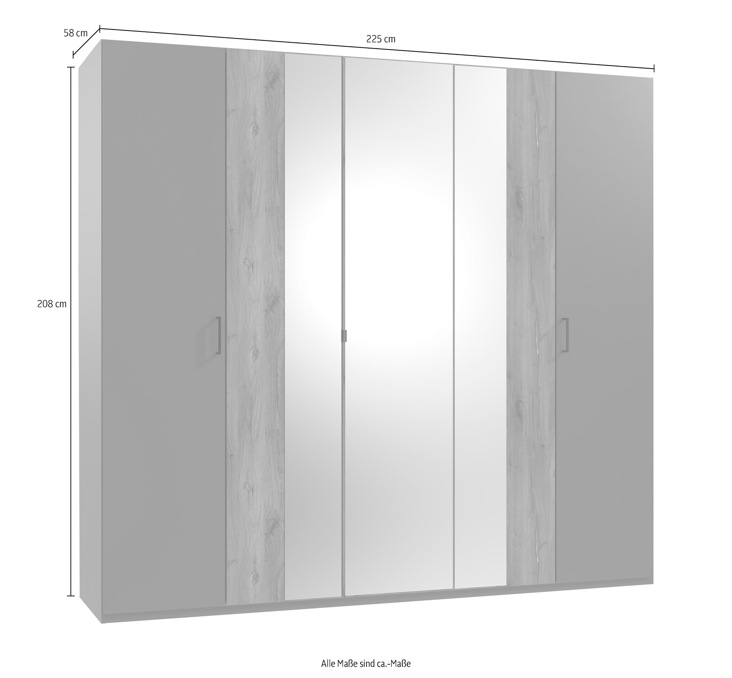 Spiegeltüren, »Kreta«, bestellen 225cm mit bequem Wimex Drehtürenschrank breit