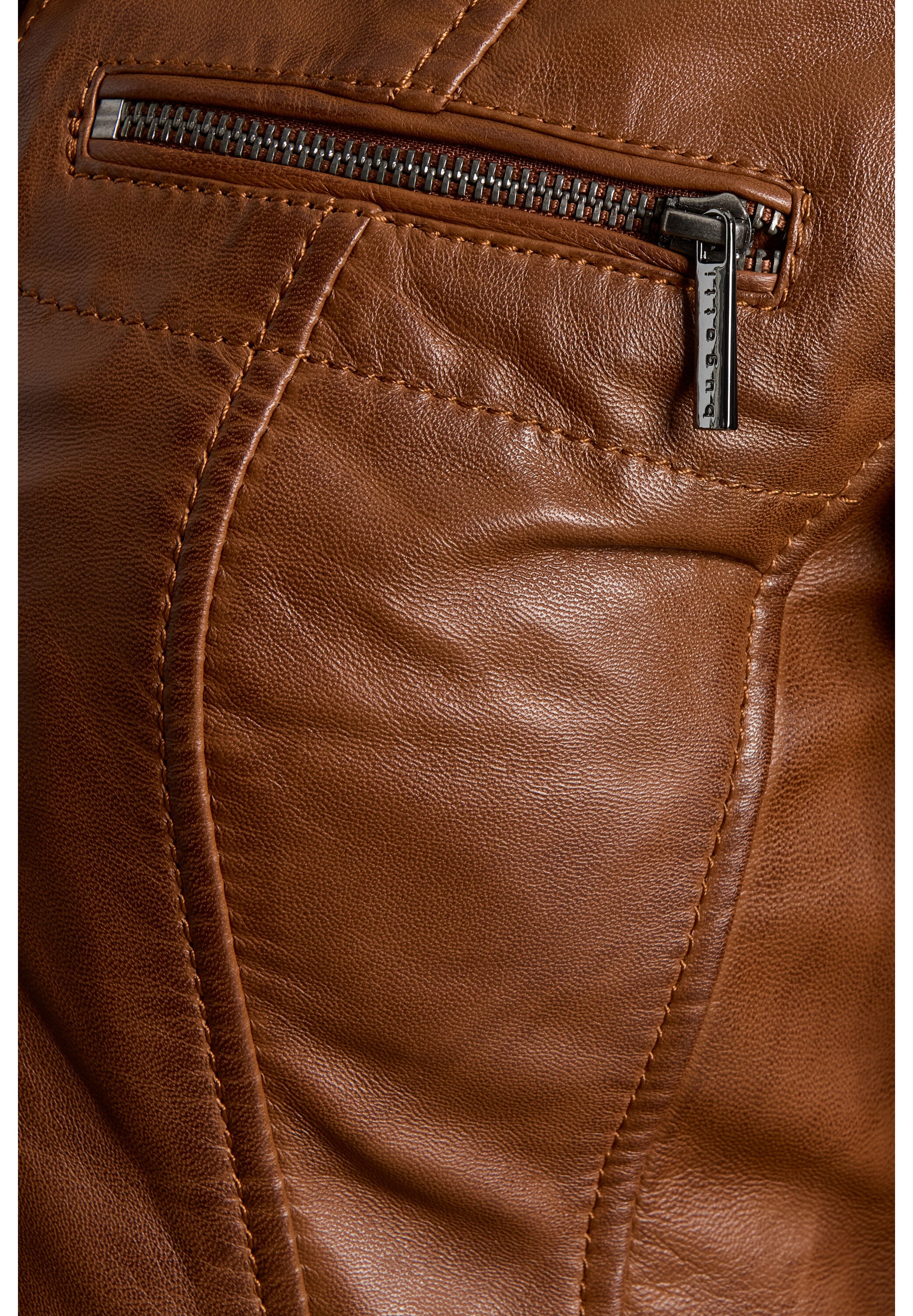bugatti Lederjacke »bugatti Lederjacke« ohne Kapuze sportives Design