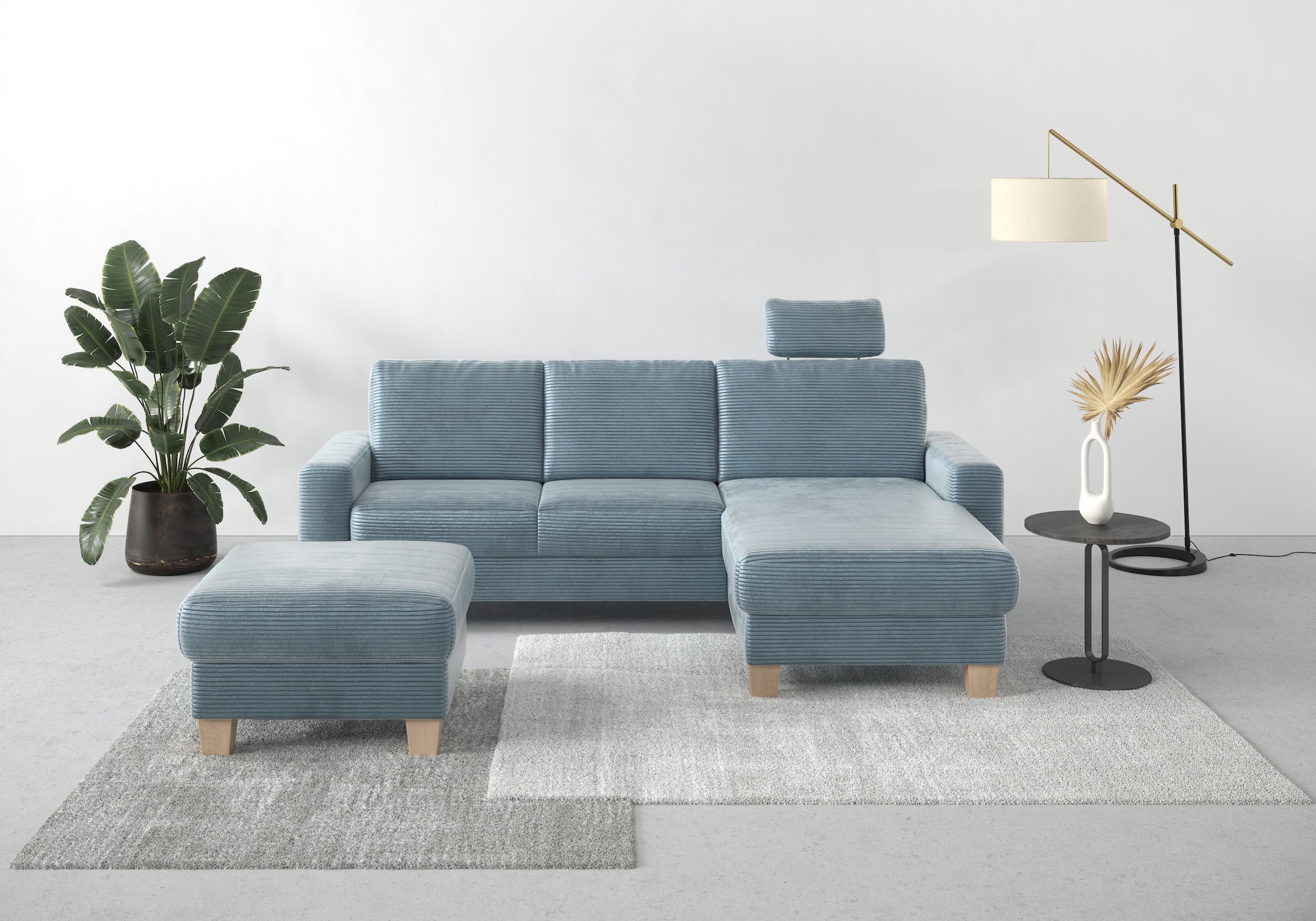 OTTO home Ecksofa »Summer L-Form« mit Recamiere, mit oder ohne Schlaffunktion und Bettkasten, Cord-Bezug