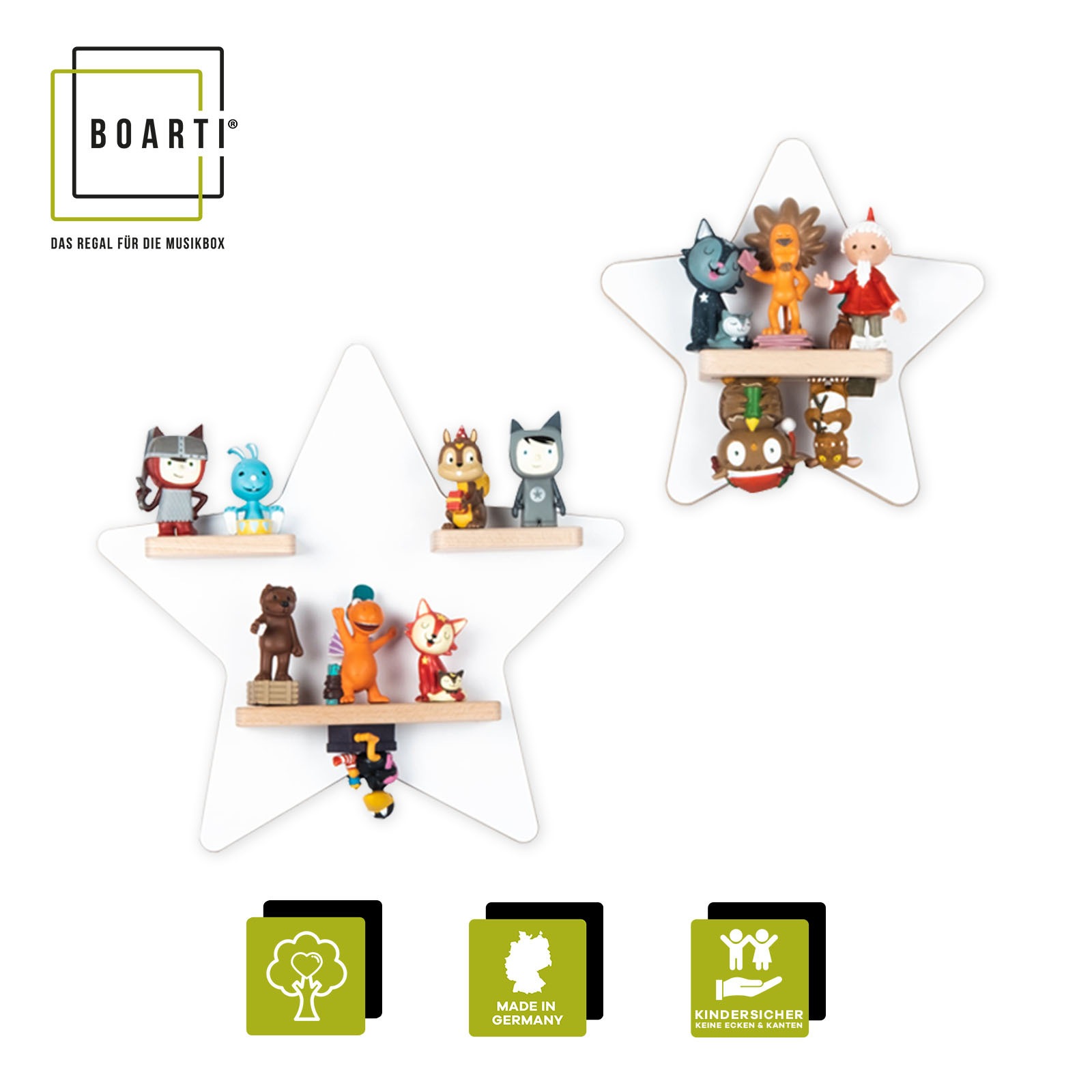 Boarti Wandregal »Regal Holz Stern Kinder Toniebox Tonies Figuren« 2 Stk. tlg.