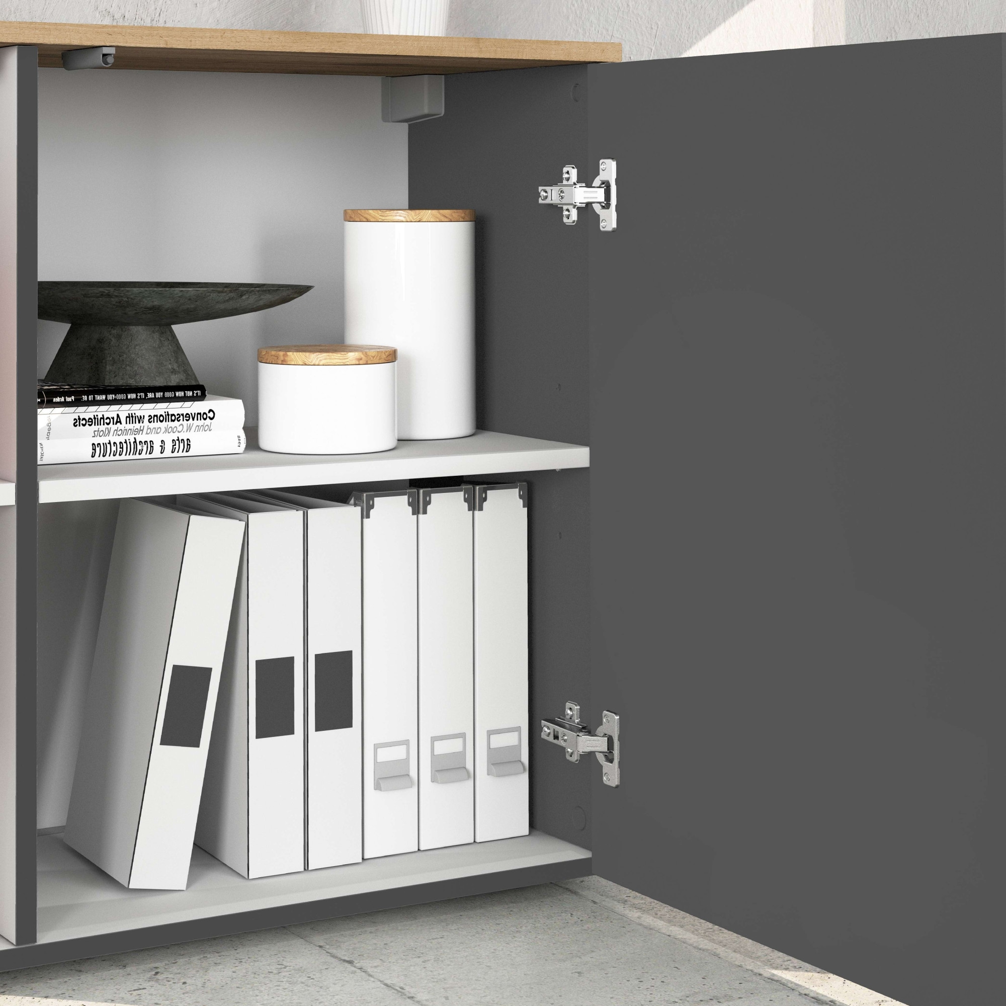 OTTO home Sideboard »ISEO, Kommode, Schrank, Sideboard, Lowboard, 6 Fächer, Breite 200 cm« 1 Stk. tlg. stehend/hängend, 5 Türen, 6 Fächer, Breite 200 cm