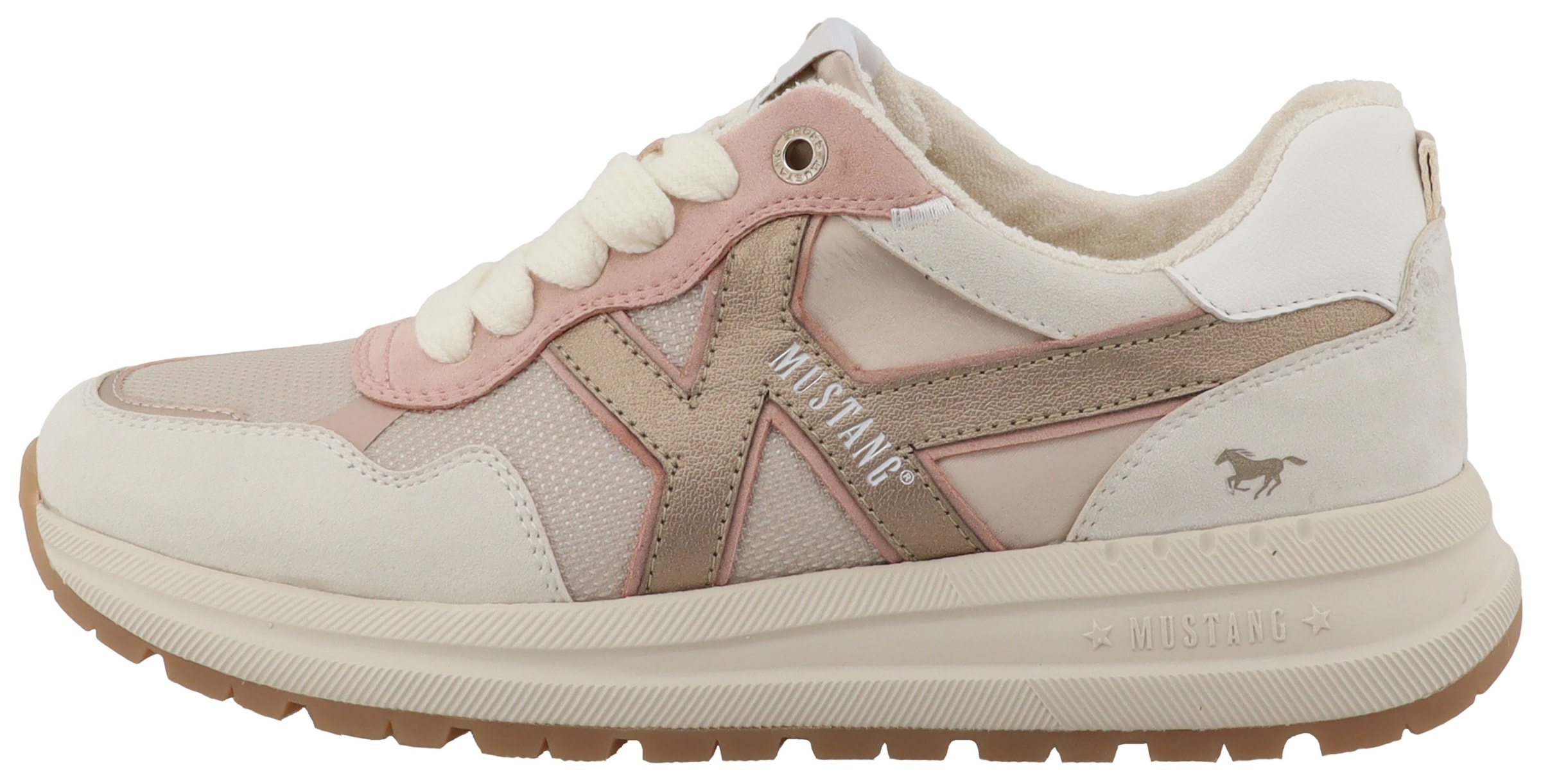 Mustang Shoes Keilsneaker »Nilda«  Schnürschuh, Halbschuh mit pastellfarbenen Kontrastbesätzen