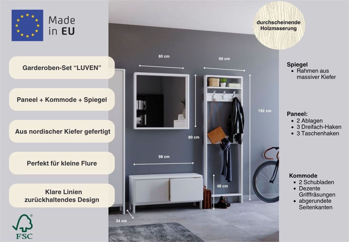 OTTO home Garderoben-Set »Luven« Set, 3 Stk. tlg.