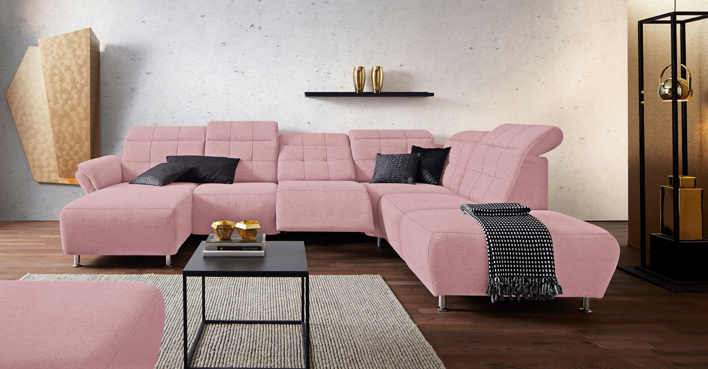 Places of Style Wohnlandschaft »Manhattan U-Form«, 2 Sitze mit elektrischer Relaxfunktion, verstellbare Armlehnen