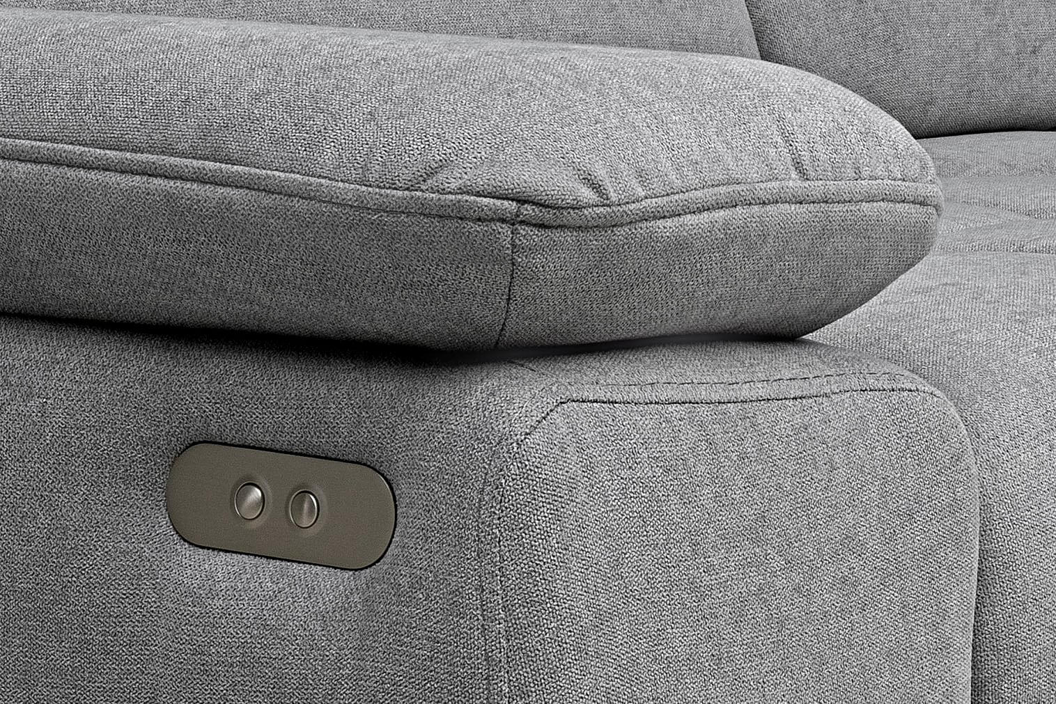 WERK2 Ecksofa »Focus-S, inkl. elektr. Sitzvorzug, manuelle Kopfteilverstellung« elektr. Sitztiefenverstellung, flexible Kopfstützen, 12cm Füße, L-Form