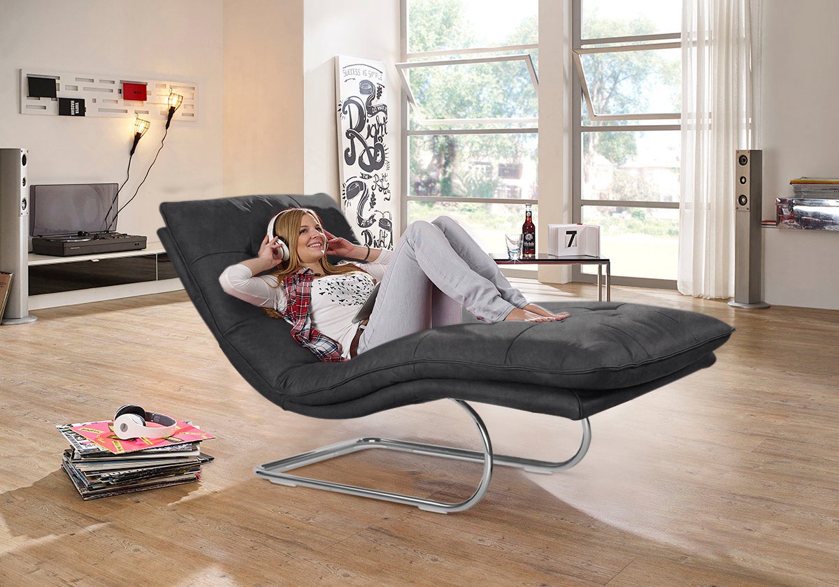 W.SCHILLIG Relaxliege »daily dreams« in Waffelkissen-Optik, wahlweise mit Motor, Freischwingergestell