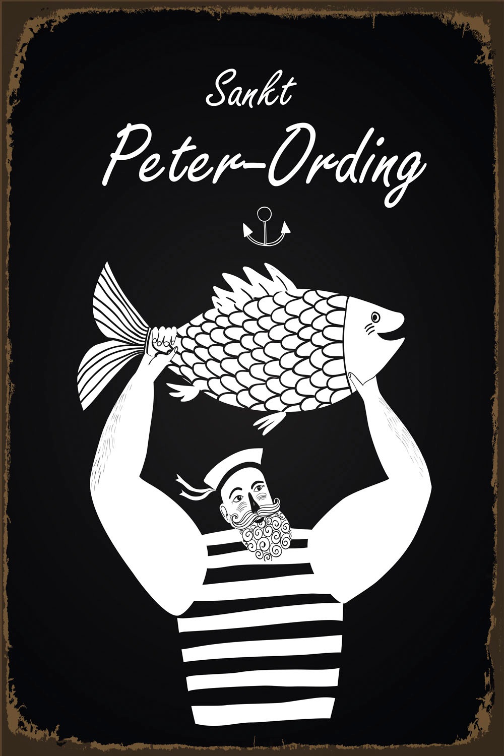 queence Metallbild »Sankt Peter-Ording« Schriftzug | Schriftzüge | Schwarz-Weiß 1 Stk. tlg. Stahlschilder