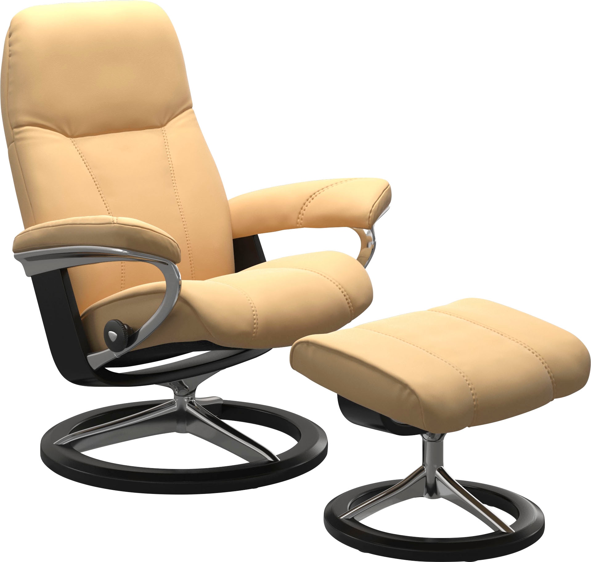 Stressless® Relaxsessel »Consul«, (Set, Relaxsessel mit Hocker), mit Hocker,  mit Signature Base, Größe S, Gestell Schwarz auf Rechnung bestellen