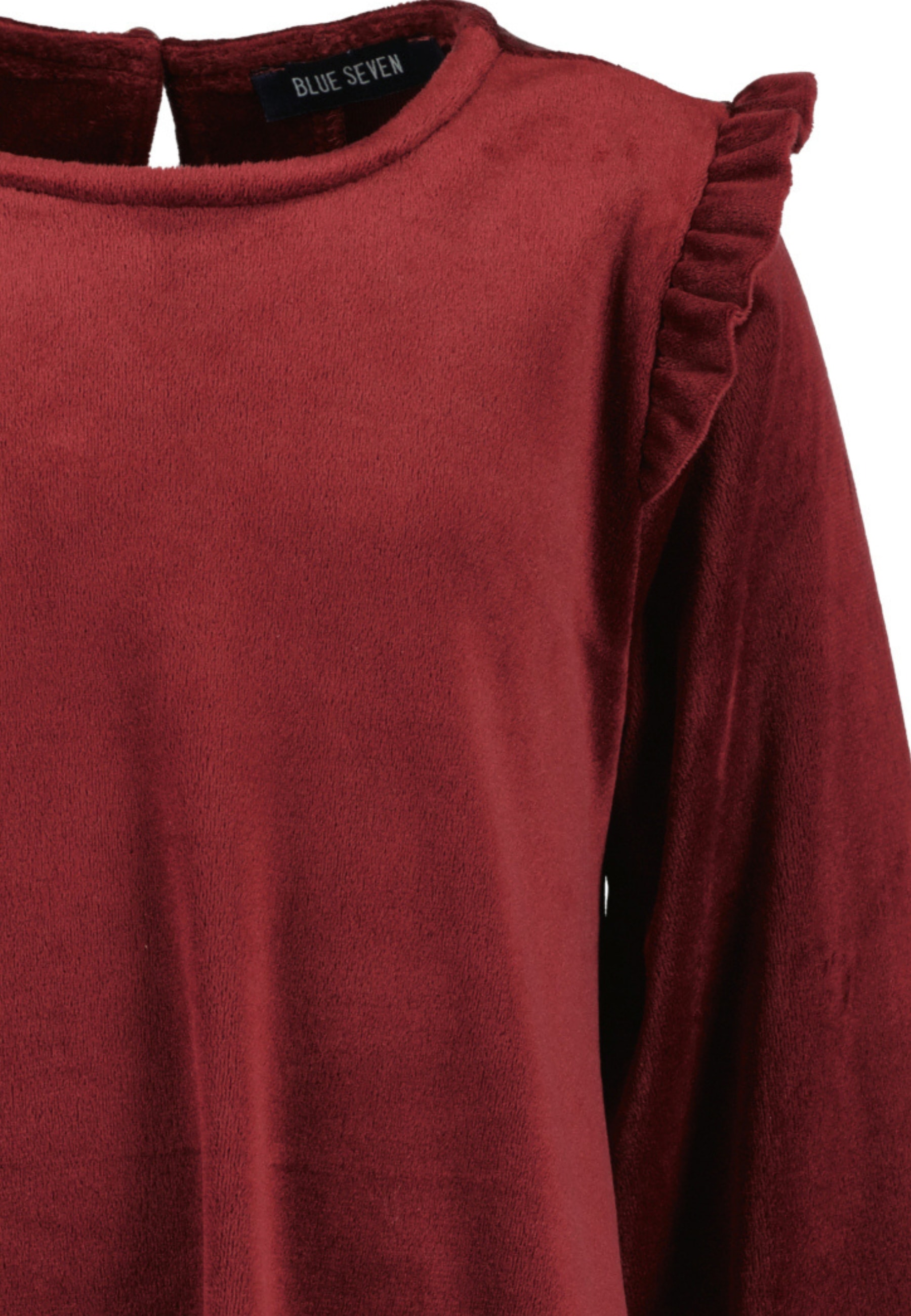 Blue Seven Sweatkleid in samtiger Optik und mit süßen Rüschen