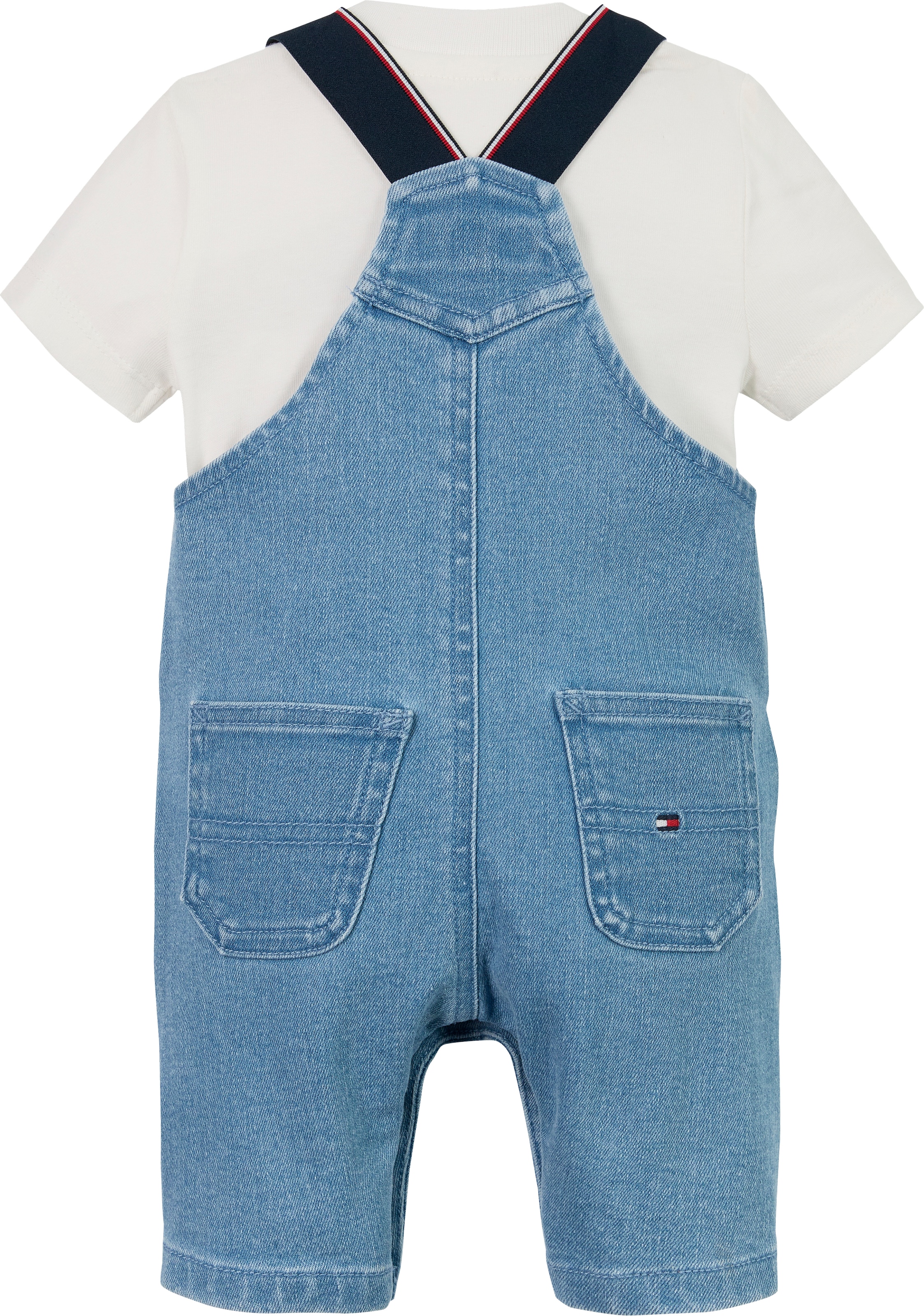 Tommy Hilfiger Latzhose »DENIM DUNGAREE«, mit Logostickereien, mit Knopfverschluss