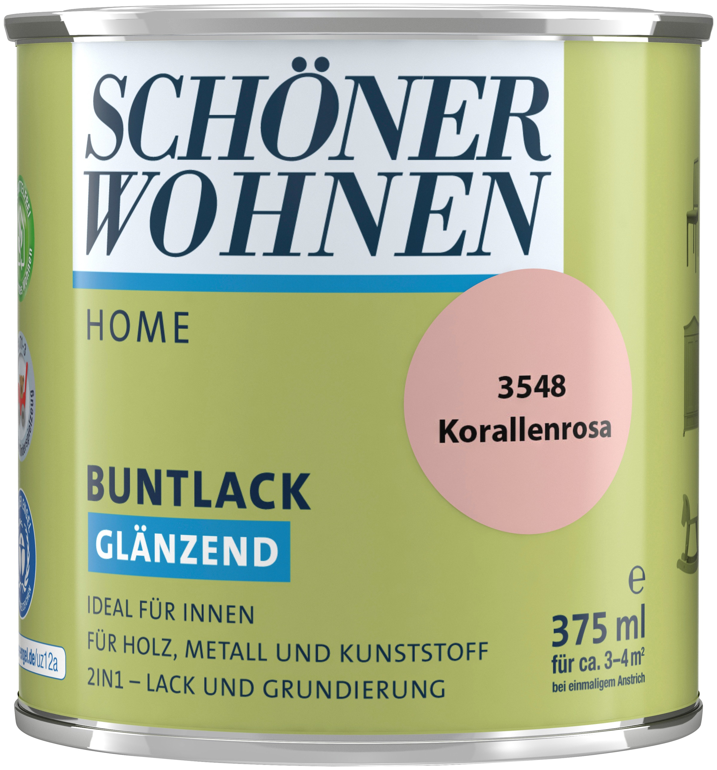 SCHÖNER WOHNEN-Kollektion Lack »Home«, (1), 375 ml, korallenrosa, glänzend, ideal für... kaufen
