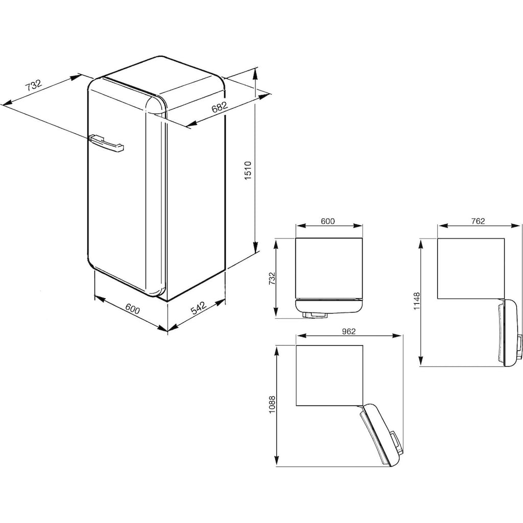Smeg Kühlschrank »FAB28_5«, FAB28LCR5, 150 cm hoch, 60 cm breit