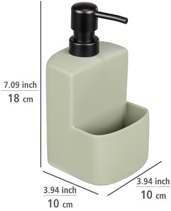 WENKO Spülmittelspender »Modell Festival«, aus Keramik, Soft-Touch Beschichtung, mit Spülschwamm-Fach, 380 ml