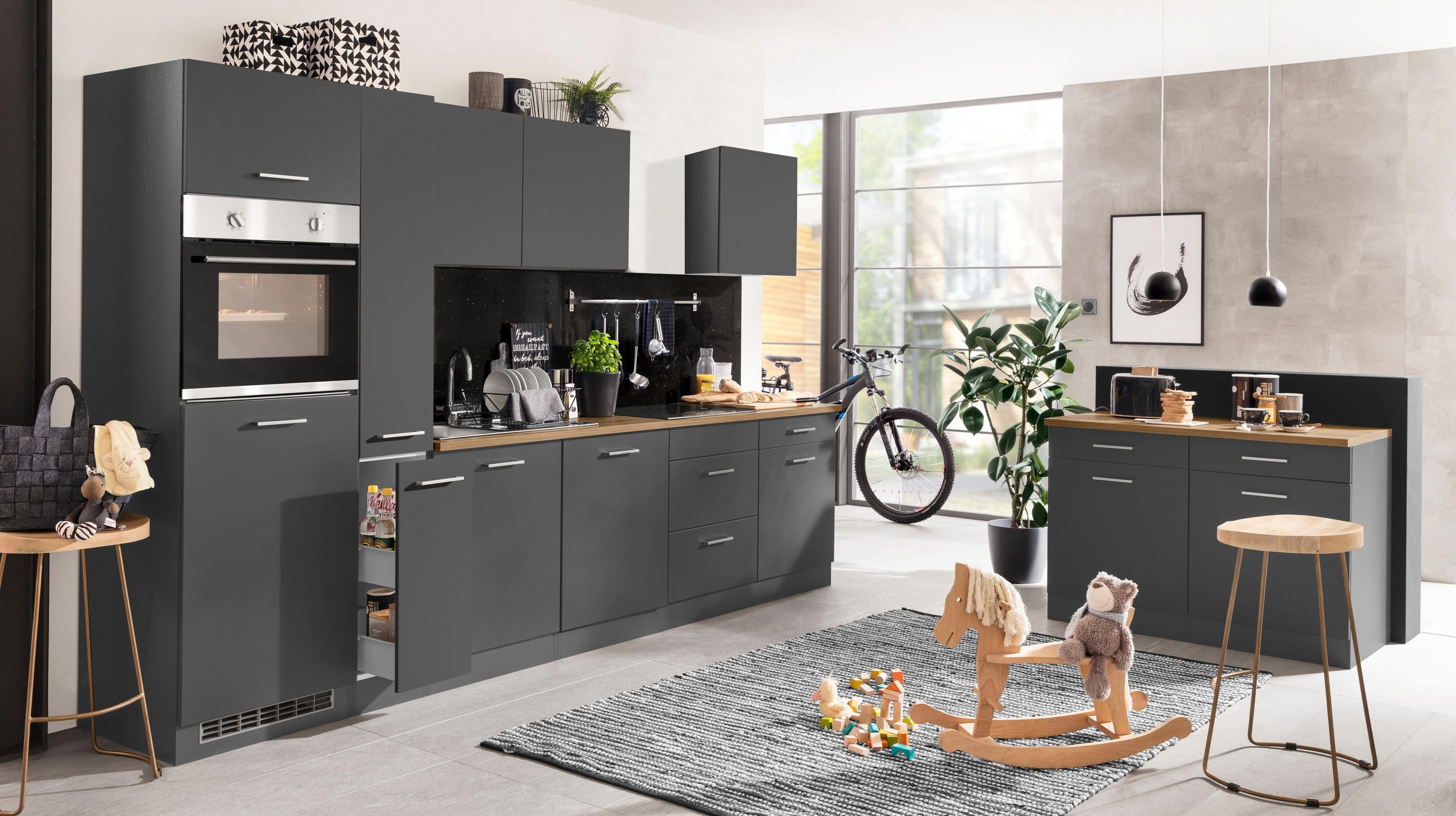 KOCHSTATION Küchenzeile »KS-Kehl«, ohne E-Geräte, Breite 330 cm, für Kühlschrank