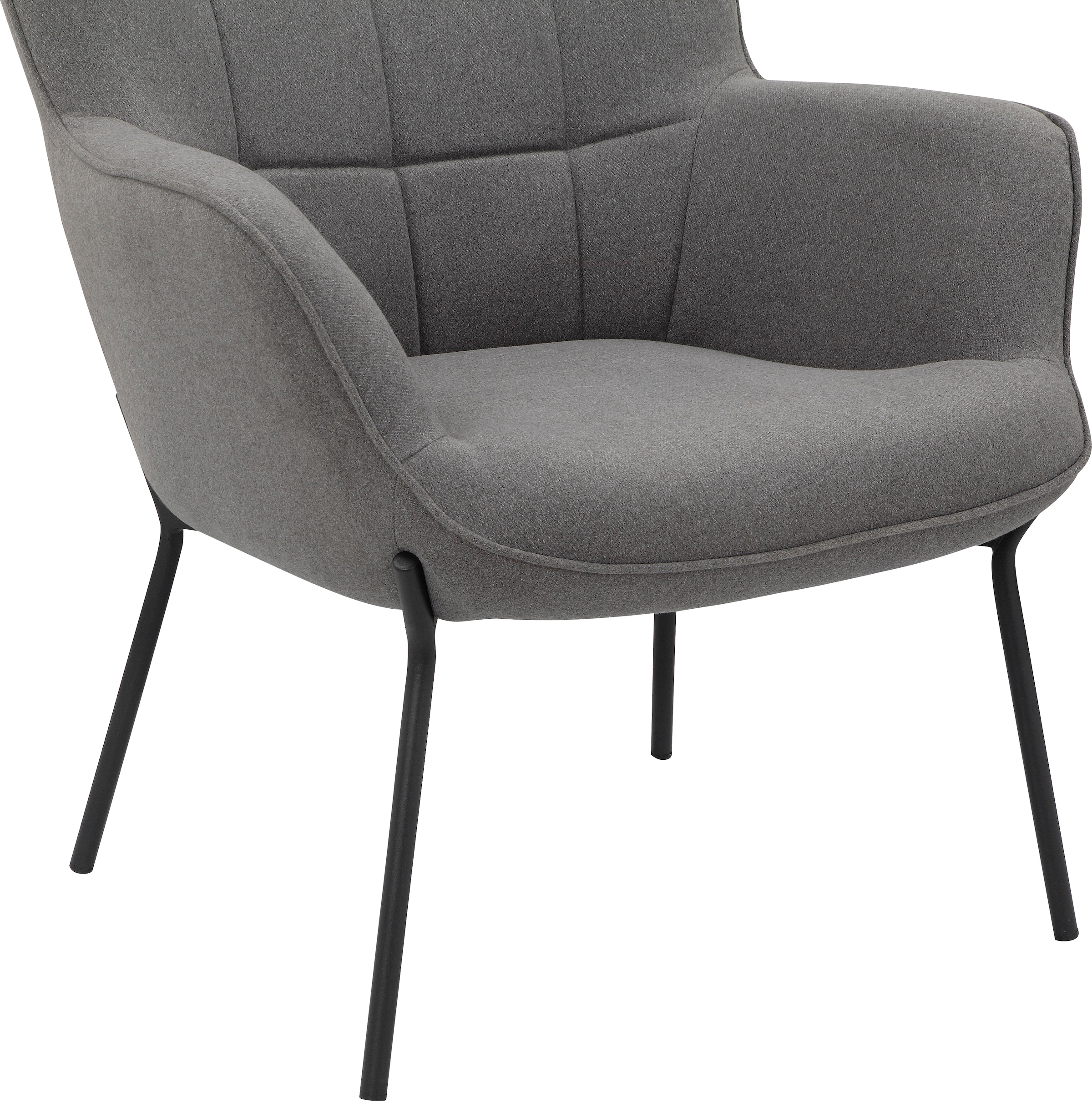 OTTO products Loungesessel »Luukas, Ohrensessel mit Metallbeinen,«, (1 St.), Stoff recyceltes Polyester, Sitz und Rücken gepolstert, Sitzhöhe 46 cm