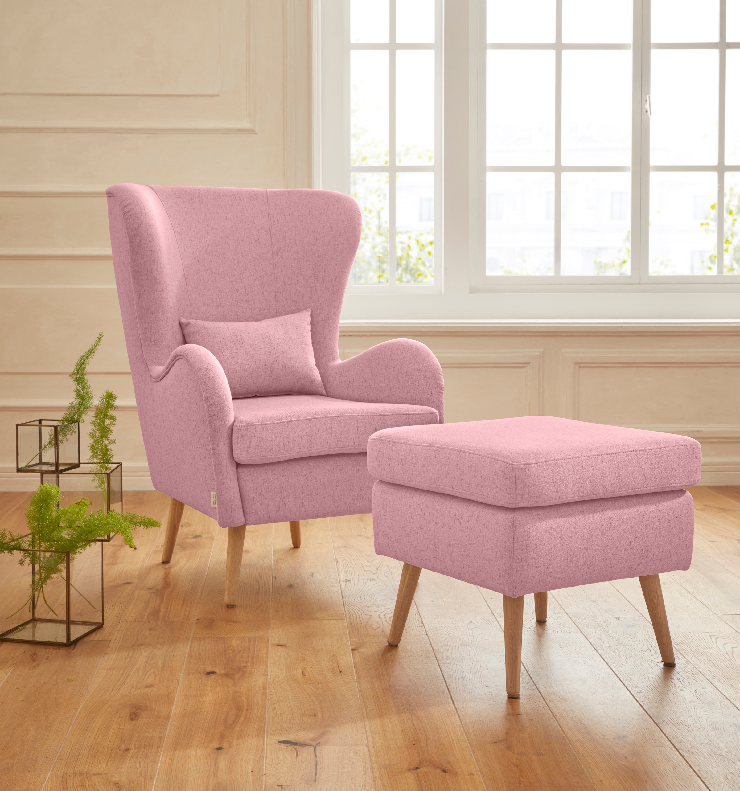 Home affaire Sessel "Sallito, TV-Sessel, Ohrensessel mit" Hocker, in vielen Bezugsqualitäten, auch in Samtcord