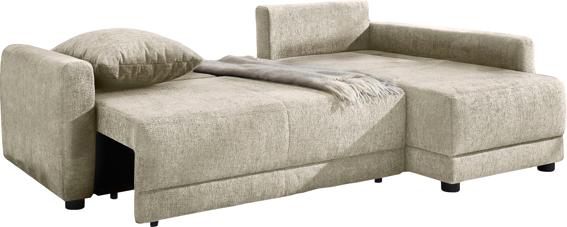 Jockenhöfer Gruppe Ecksofa »Venezia L-Form, B: 234 cm« mit Schlaffunktion, Bettkasten & Zierkissen