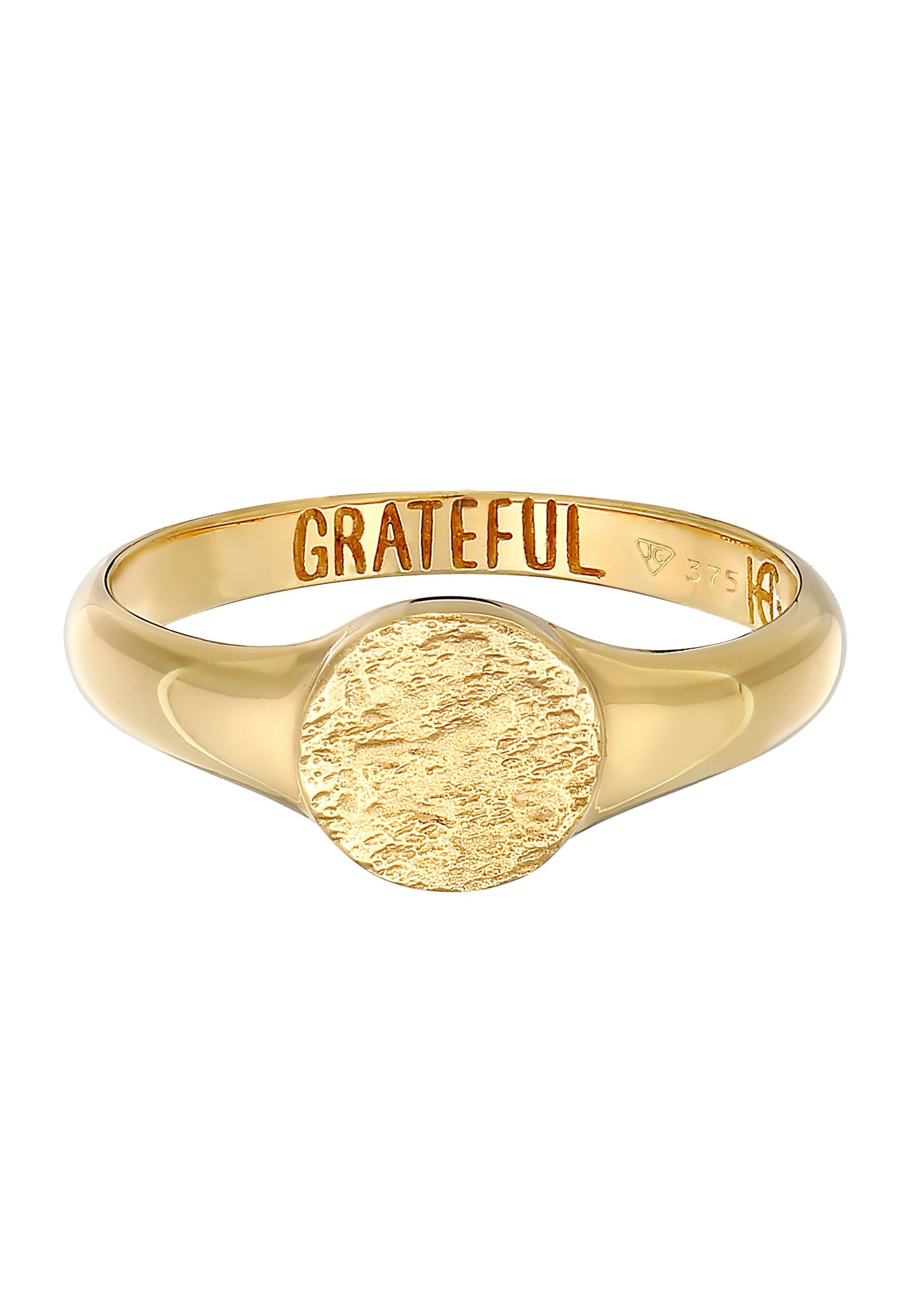 HAZE & GLORY Partnerring »Ring Siegelring Rund - Grateful 375 Gelbgold«
