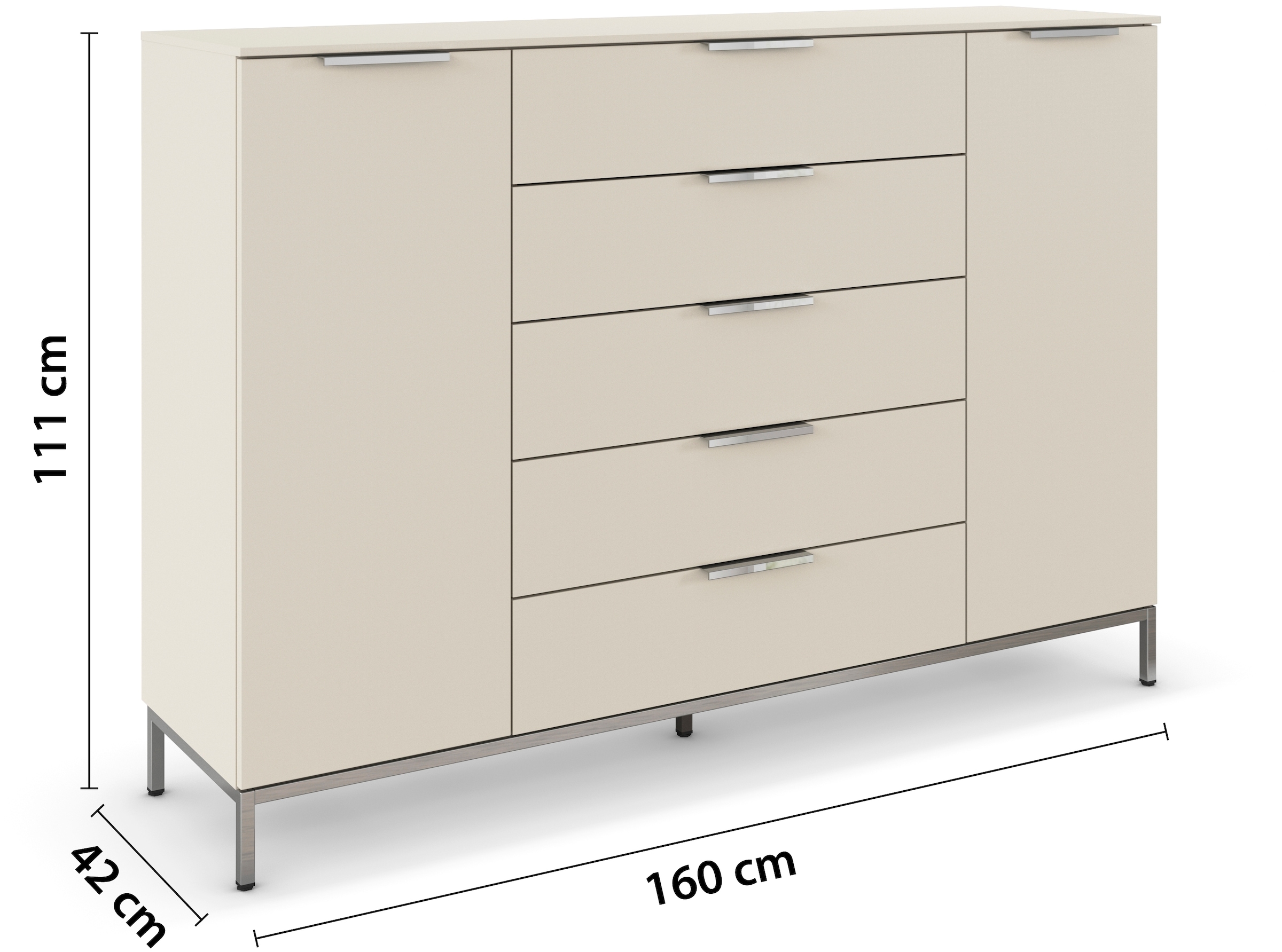 rauch Kombikommode »Kommode Türkommode Sideboard Kombikommode FLIPP« Breite 160/180 cm mit 4 Einlegeböden,  2-türig mit  5 Schubladen und Soft-Close-Funktion in zwei Breiten
