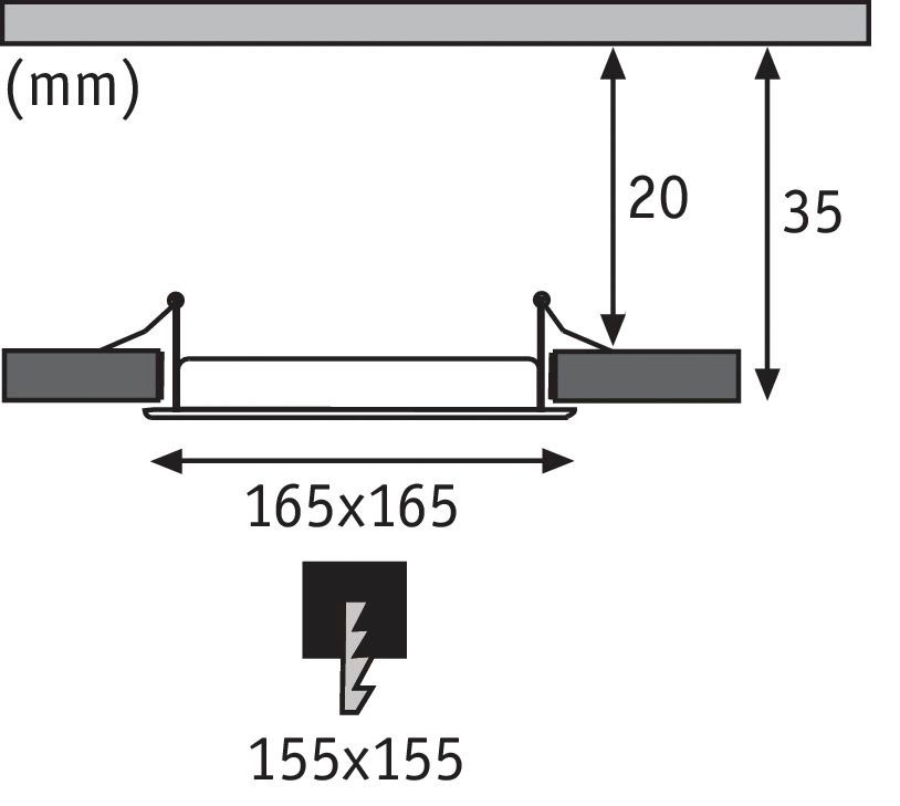 Paulmann LED Panel »LED Einbaupanel eckig 165x165mm 12W 4.000K«, 1 flammig, LED Einbaupanel eckig 165x165mm 12W