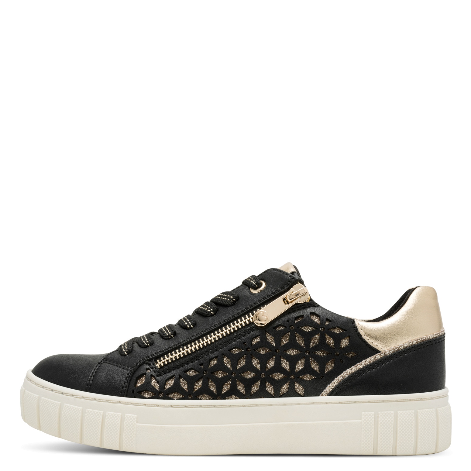 MARCO TOZZI Plateausneaker  , Freizeitschuh, Halbschuh, Schnürschuh mit unterlegtem Lochmuster